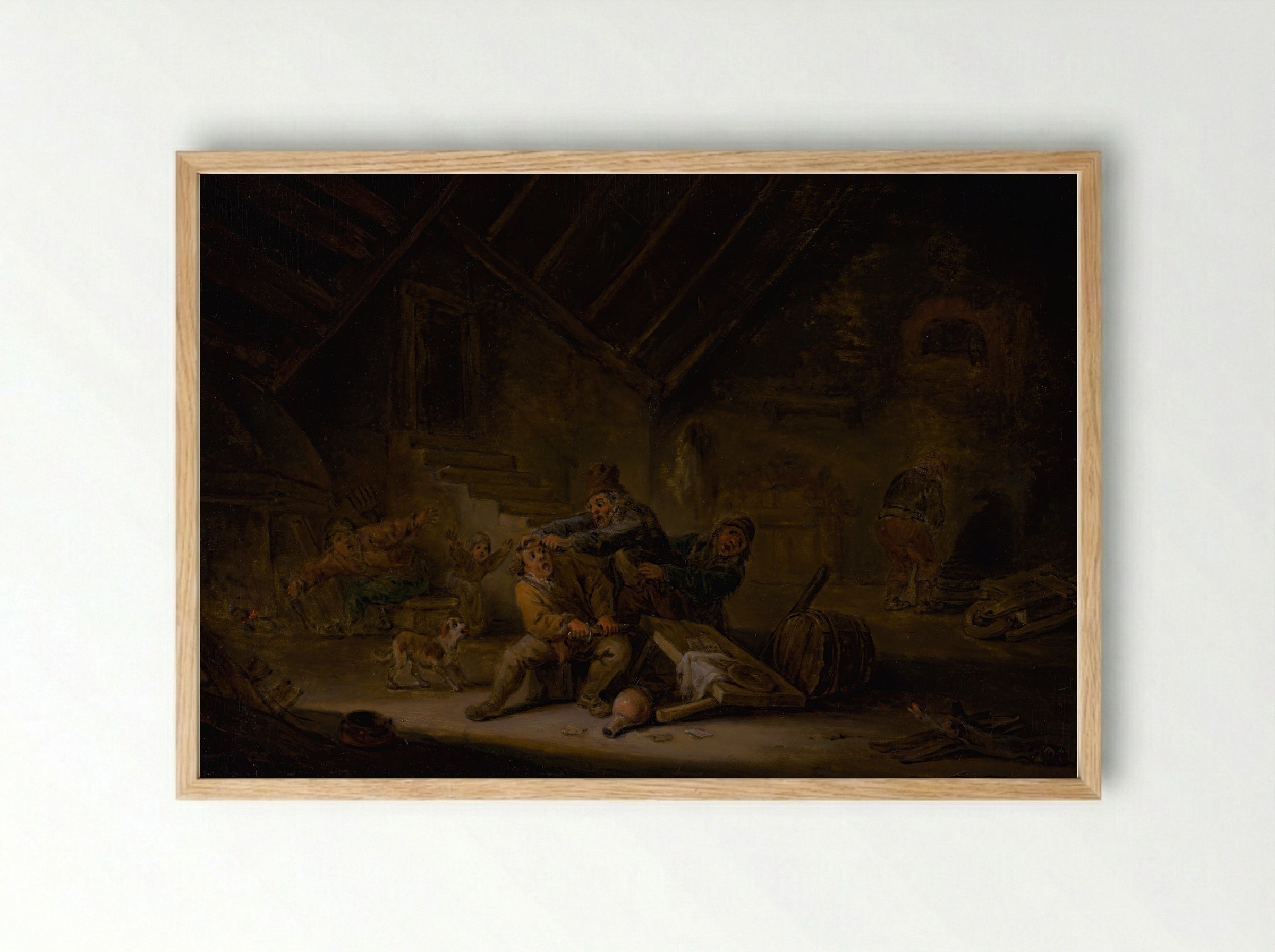 Card Players Fighting in a Tavern - David Teniers the Younger - Framed Print Wood