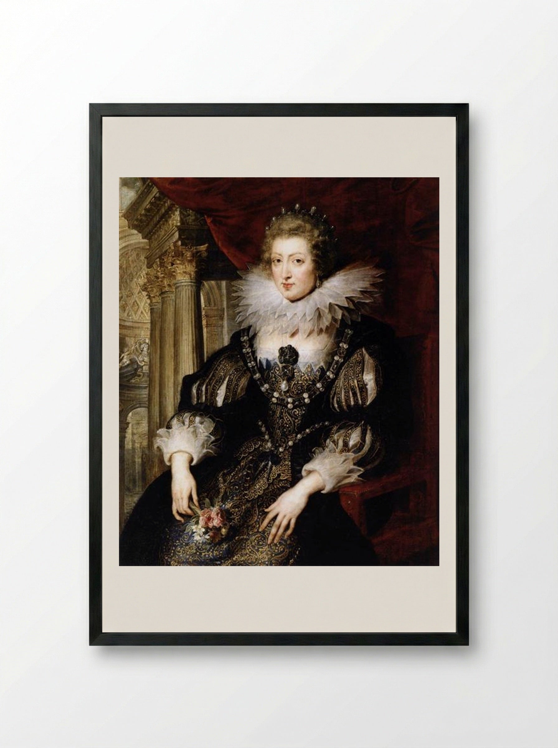 Portrait of Anne of Austria - Peter Paul Rubens - Framed Print Black