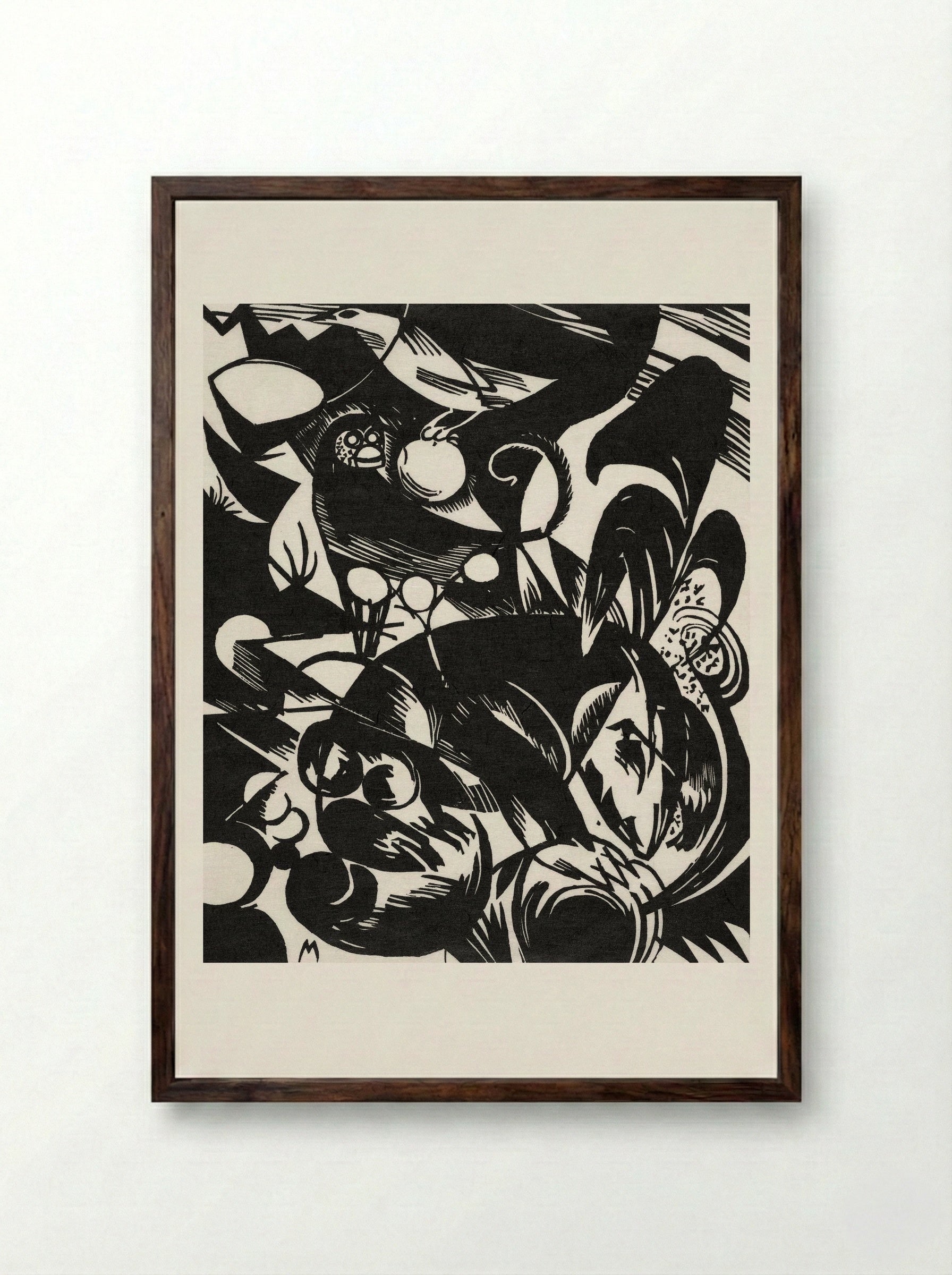 Birds and Fruit - Franz Marc - Framed Print Dark Wood