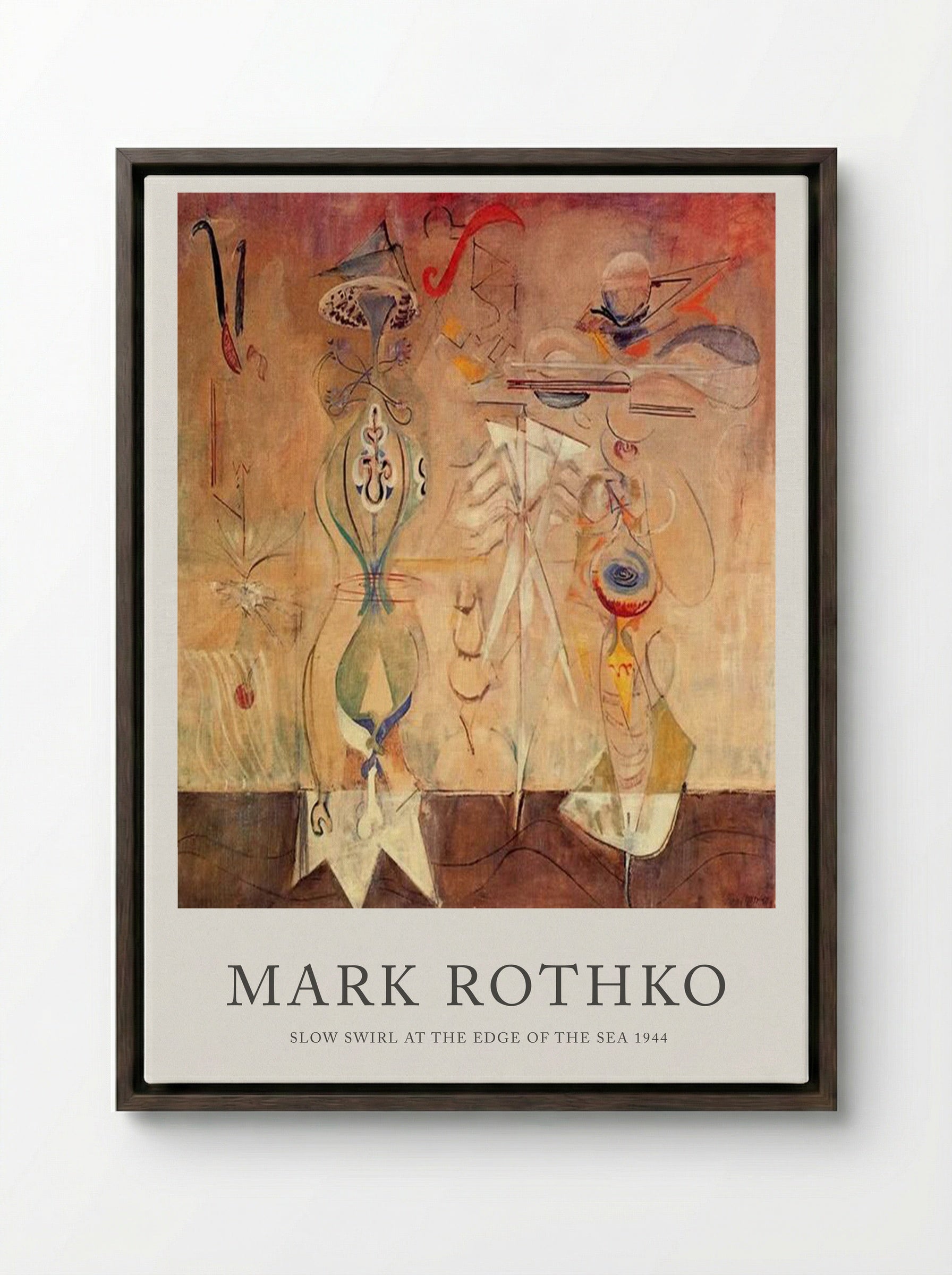 Slow Swirl at the Edge of the Sea - Mark Rothko - Framed Canvas Dark Wood