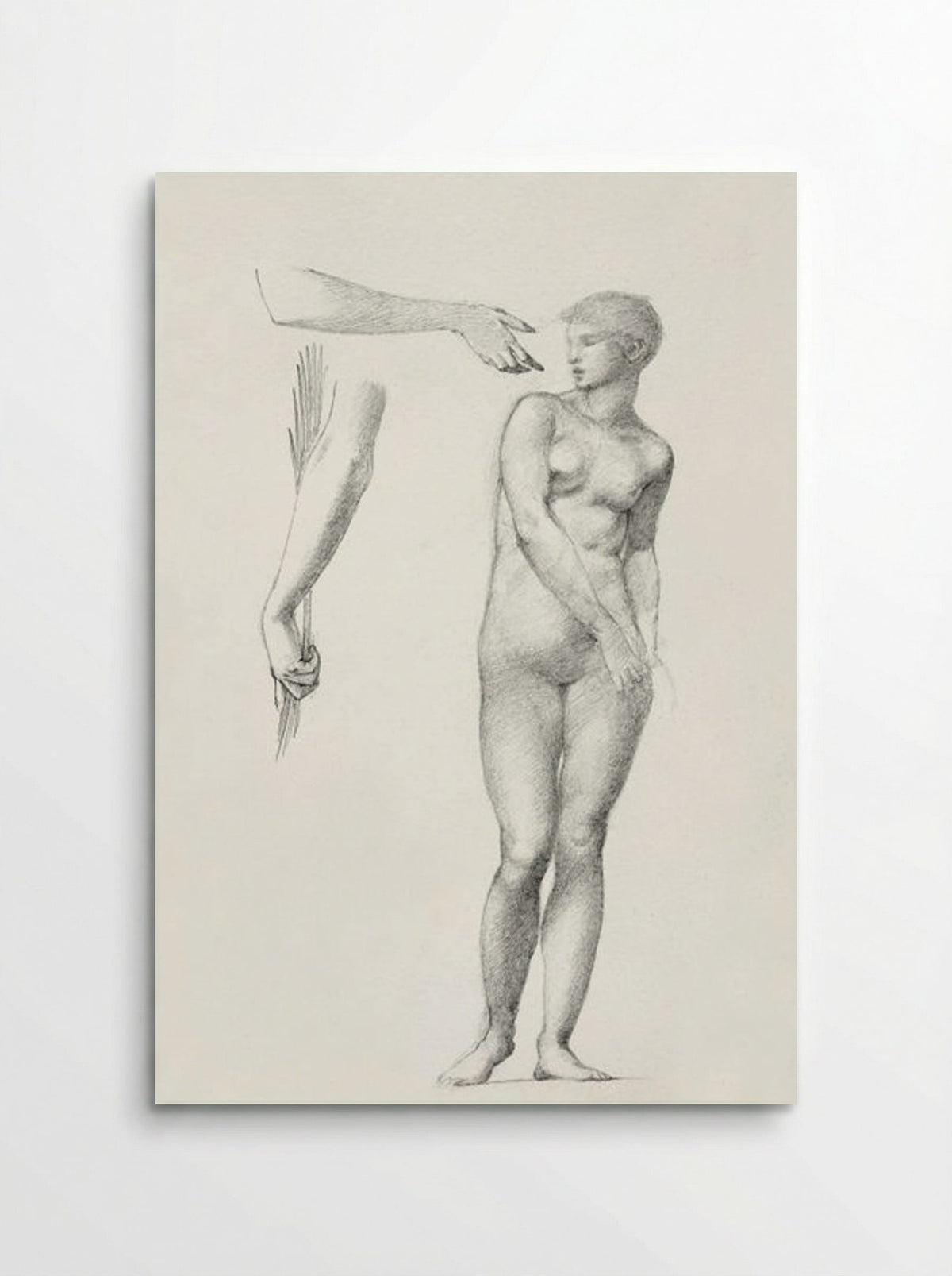 Standing Female Nude and Sketches of Arms - Edward Burne-Jones - Poster