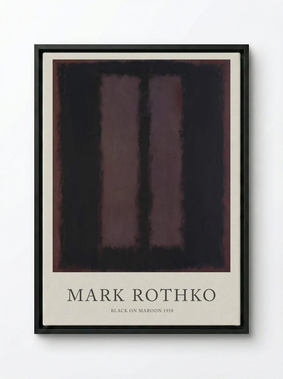 Black on Maroon - Mark Rothko - Framed Canvas Black