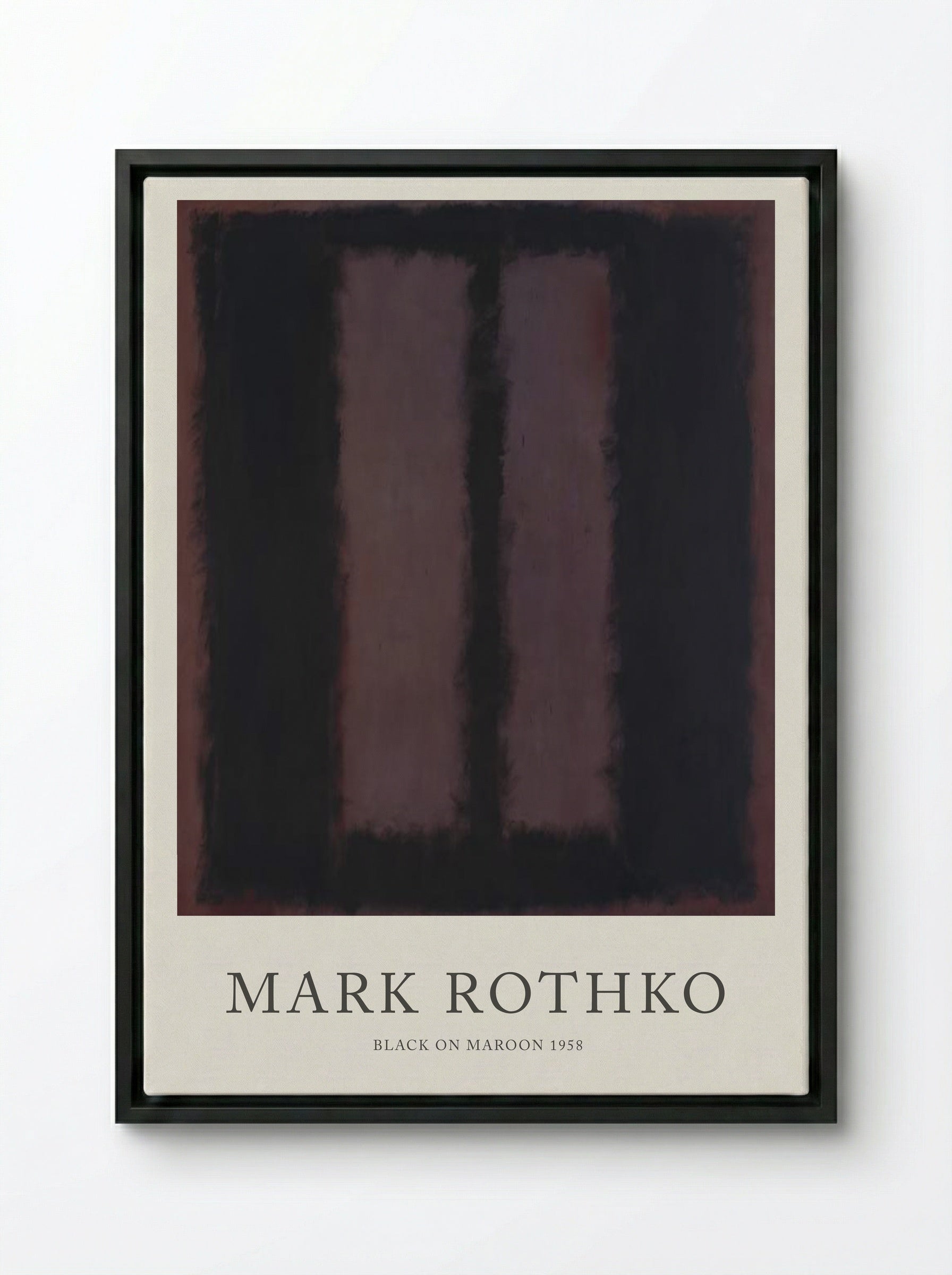 Black on Maroon - Mark Rothko - Framed Canvas Black