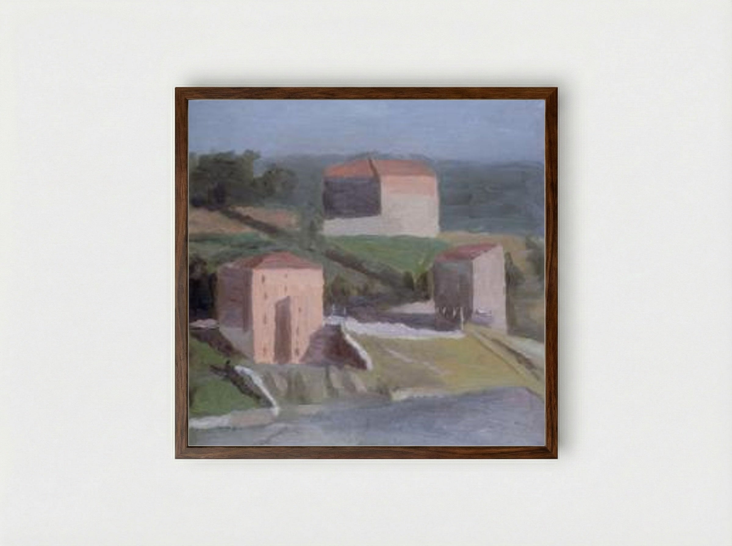 On the Outskirts of a Town - Giorgio Morandi - Framed Print Dark Wood