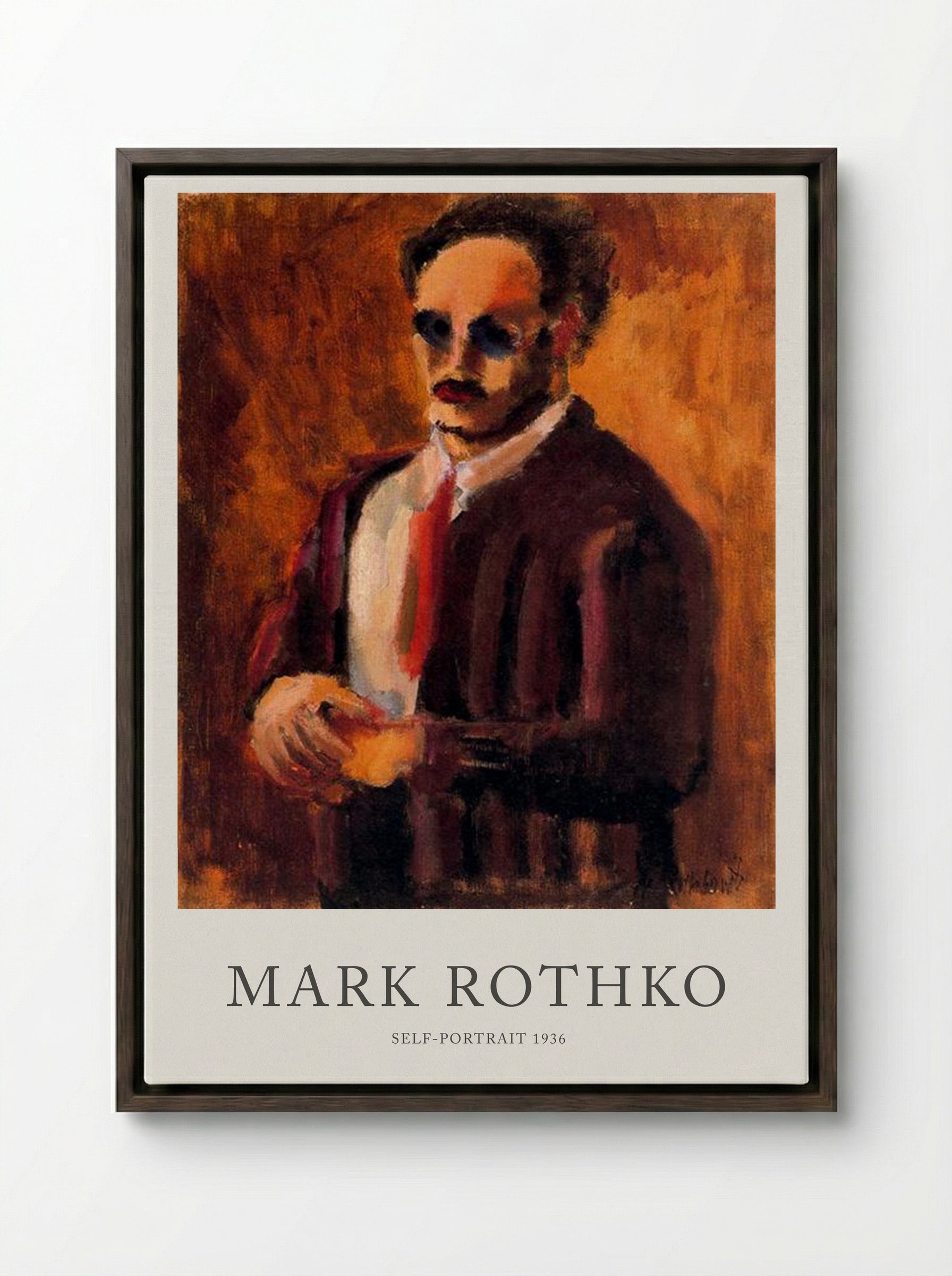 Self-Portrait - Mark Rothko - Framed Canvas Dark Wood