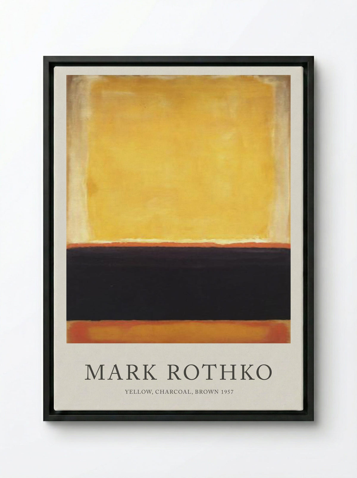Yellow, Charcoal, Brown - Mark Rothko - Framed Canvas Black