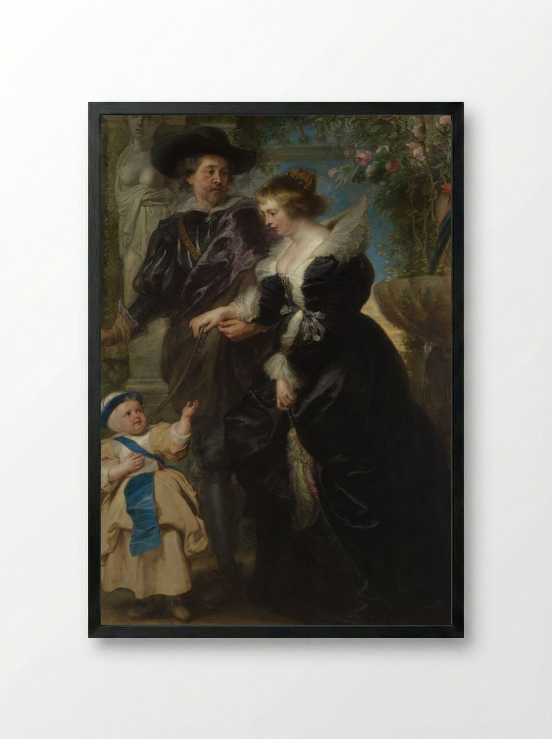 Helena Fourment and Their Son Frans - Peter Paul Rubens - Framed Print Black