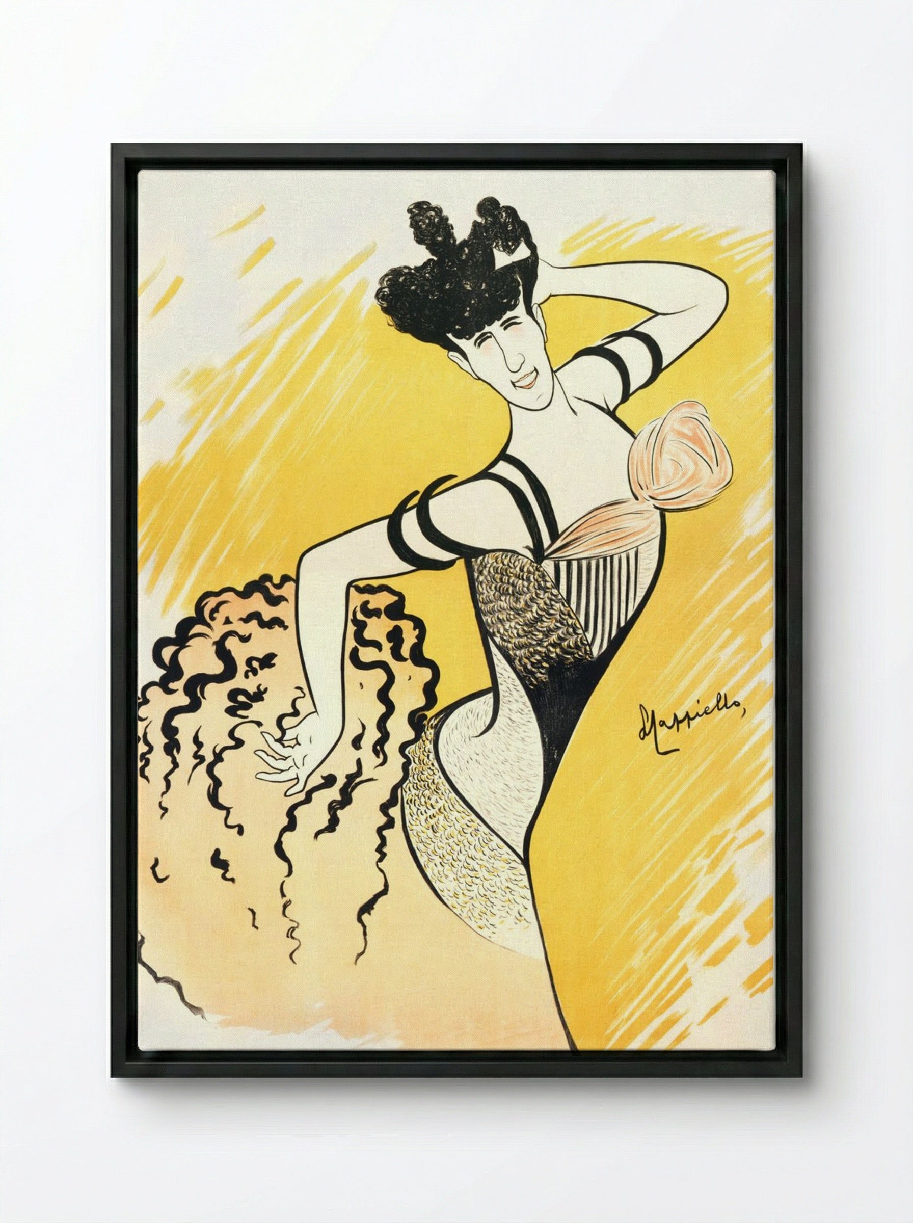 Louise Balthy at the Folies-Bergère - Leonetto Cappiello - Framed Canvas Black