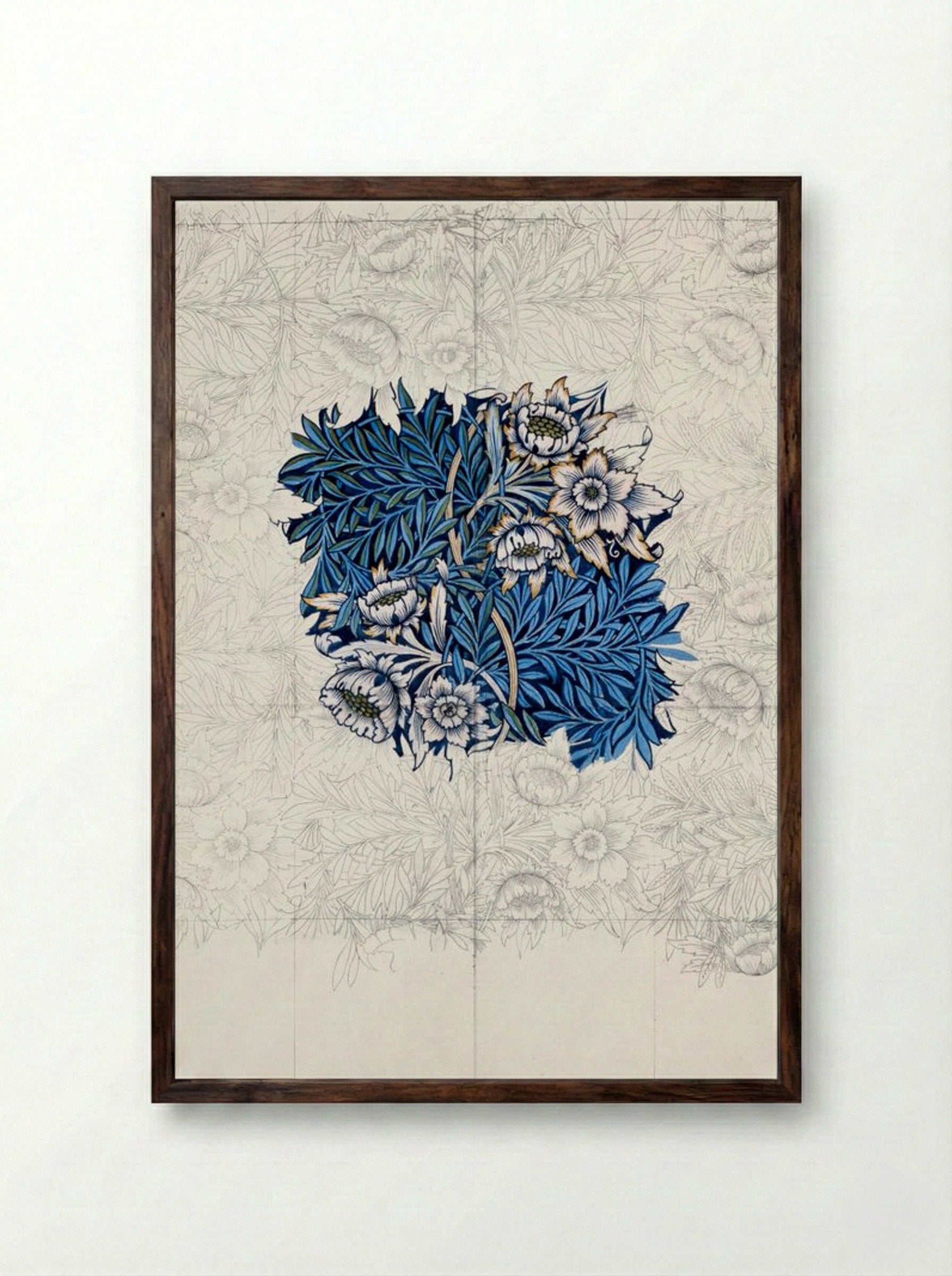 Study for 'Tulip and Willow' - William Morris - Framed Print Dark Wood