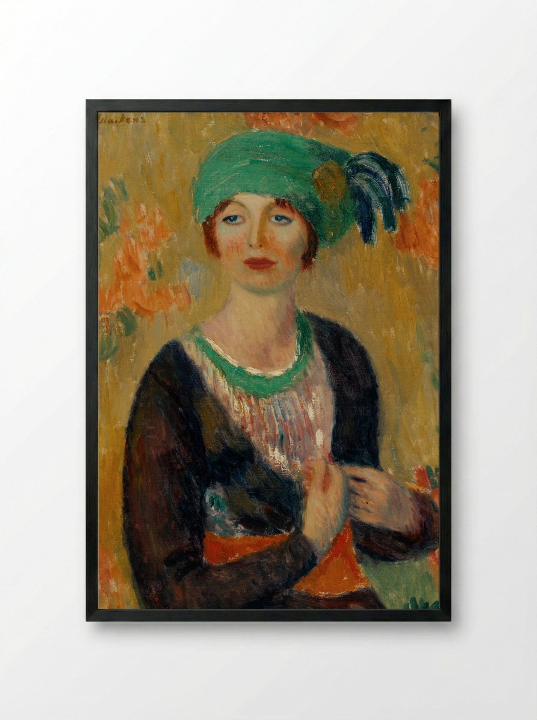 Girl in Green Turban - William James Glackens - Framed Print Black