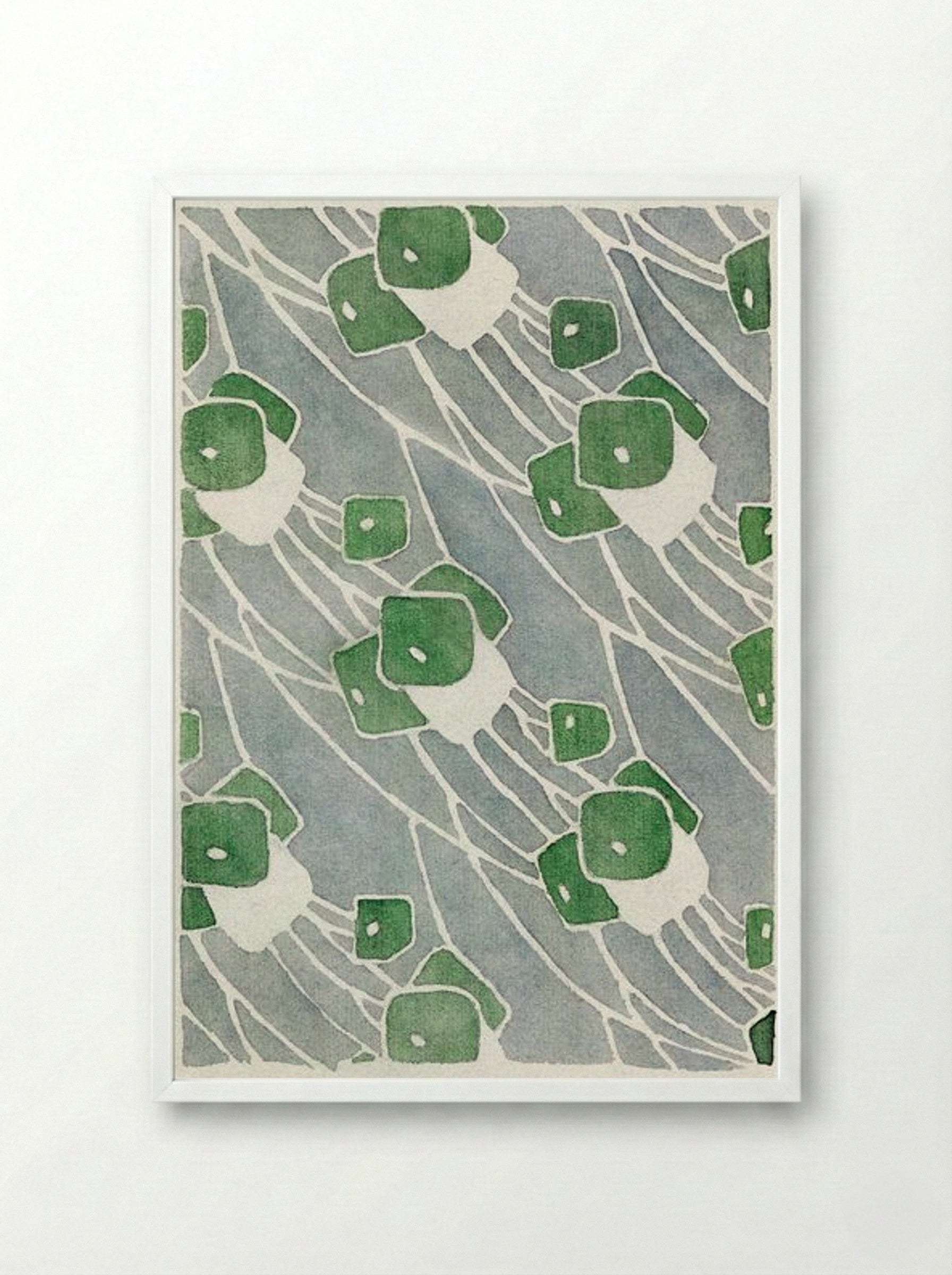 Green Geometric - Hannah Borger Overbeck - Framed Print White