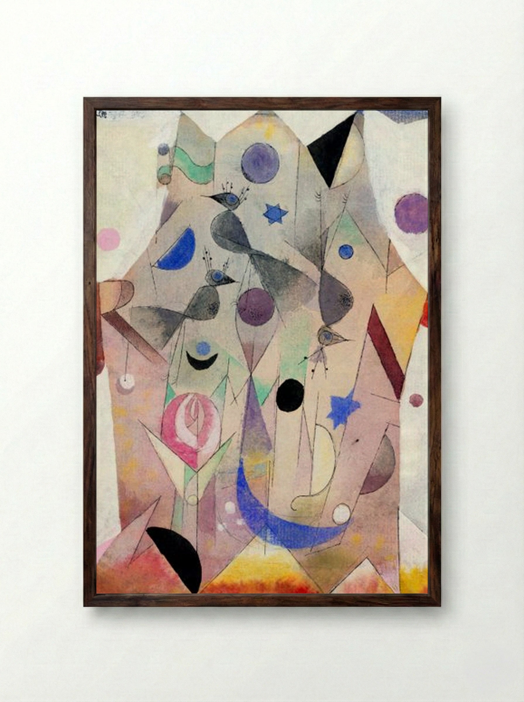 Persische Nachtigallen (Persian Nightingales) - Paul Klee - Framed Print Dark Wood