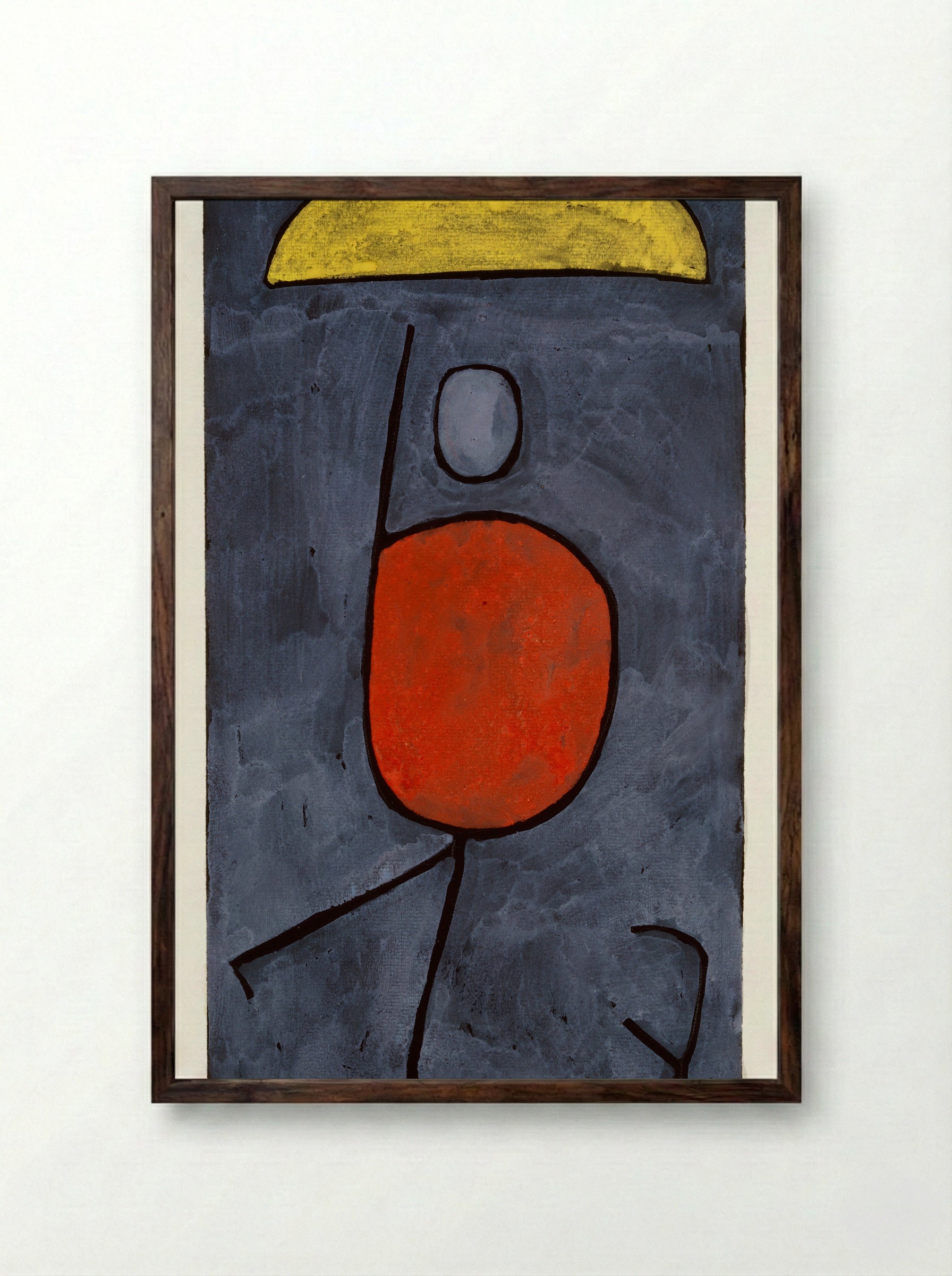With Umbrella - Paul Klee - Framed Print Dark Wood