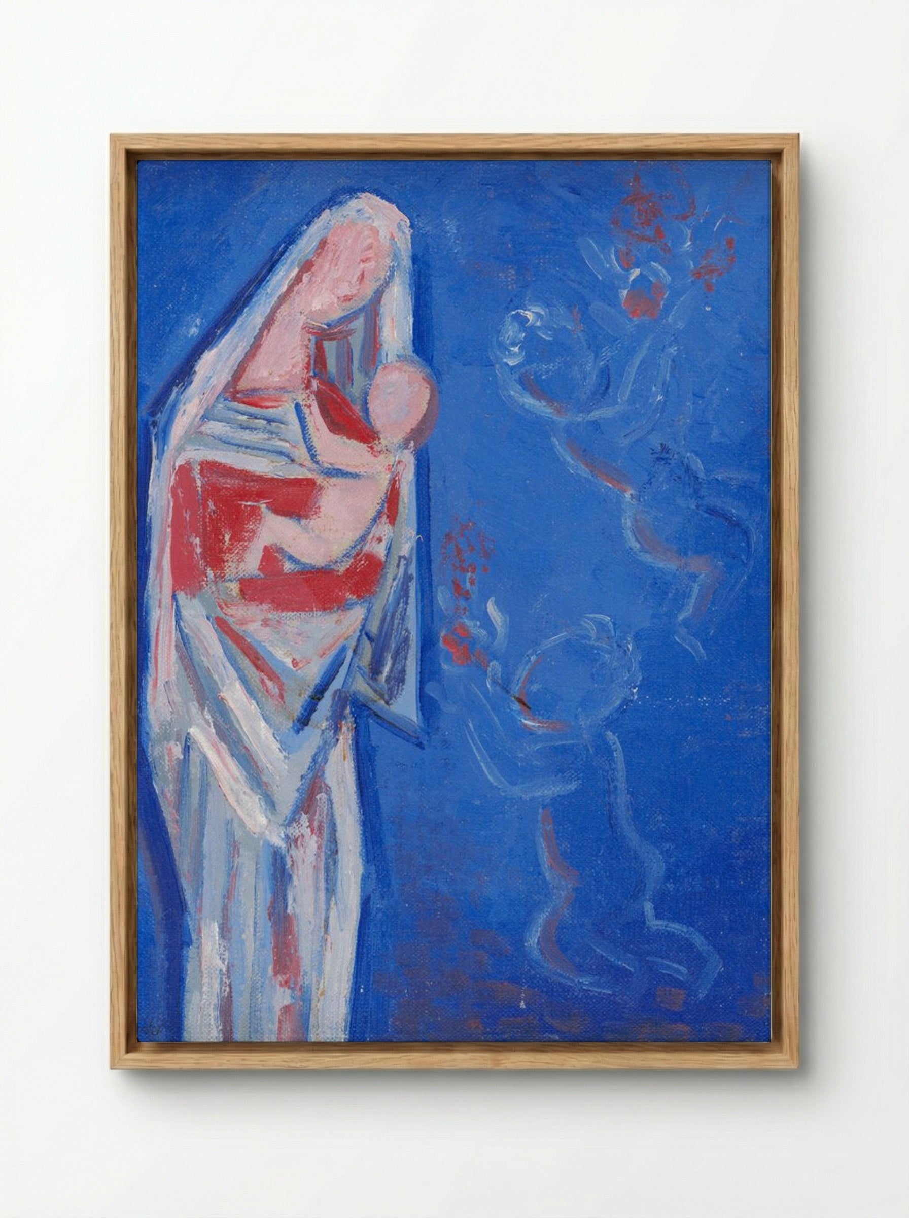 Standing Madonna with an Angel - Mikuláš Galanda - Framed Canvas Wood