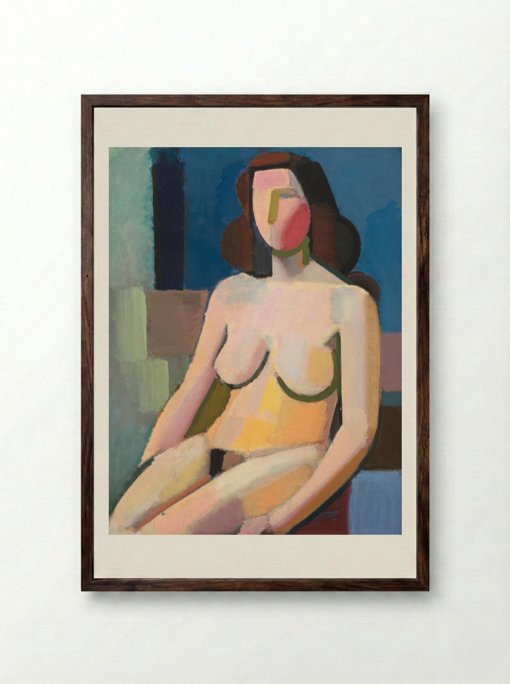 Seated Female Model - Vilhelm Lundstrøm - Framed Print Dark Wood