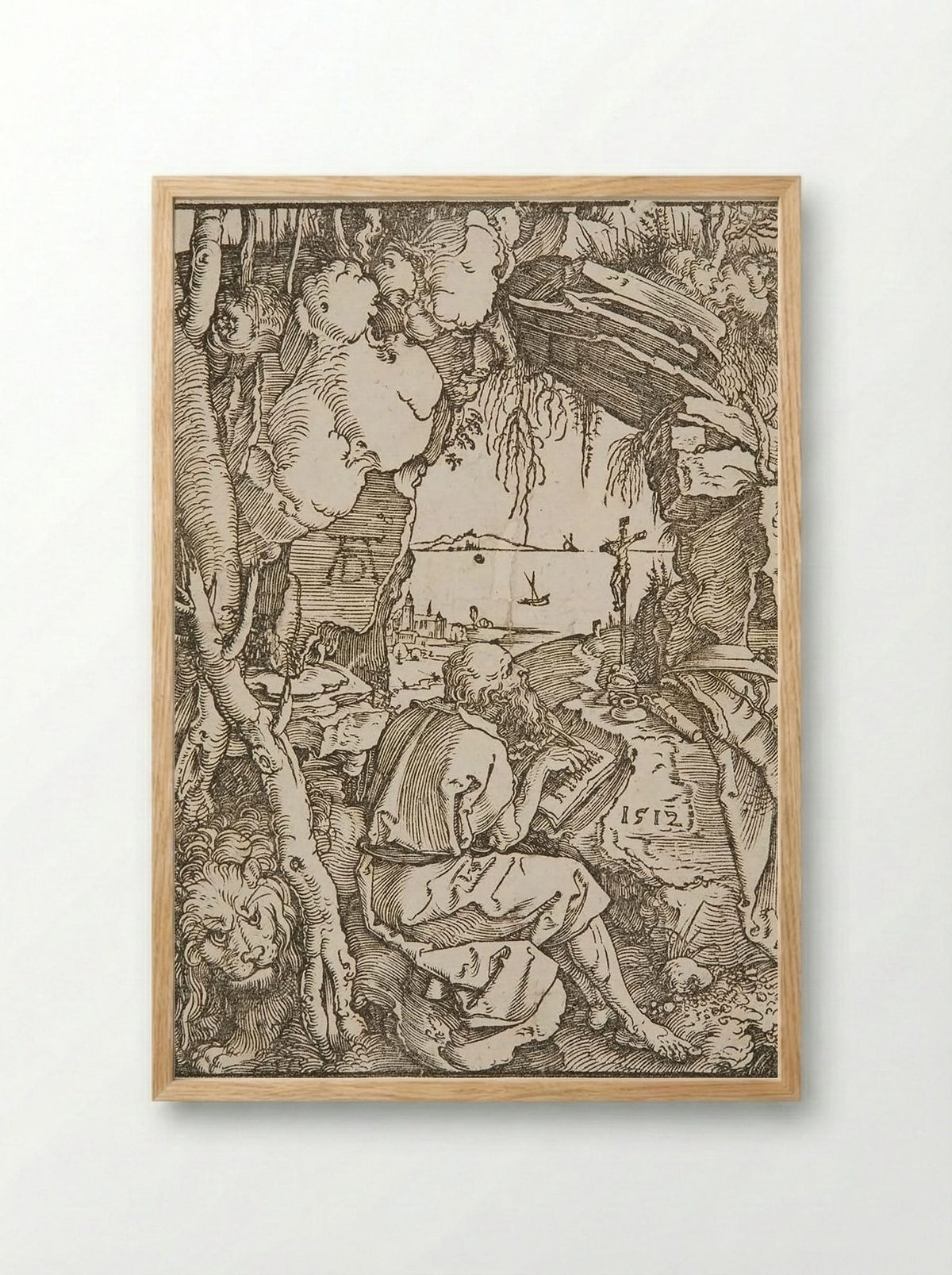 Saint Jerome in a Grotto - Albrecht Dürer - Framed Print Wood