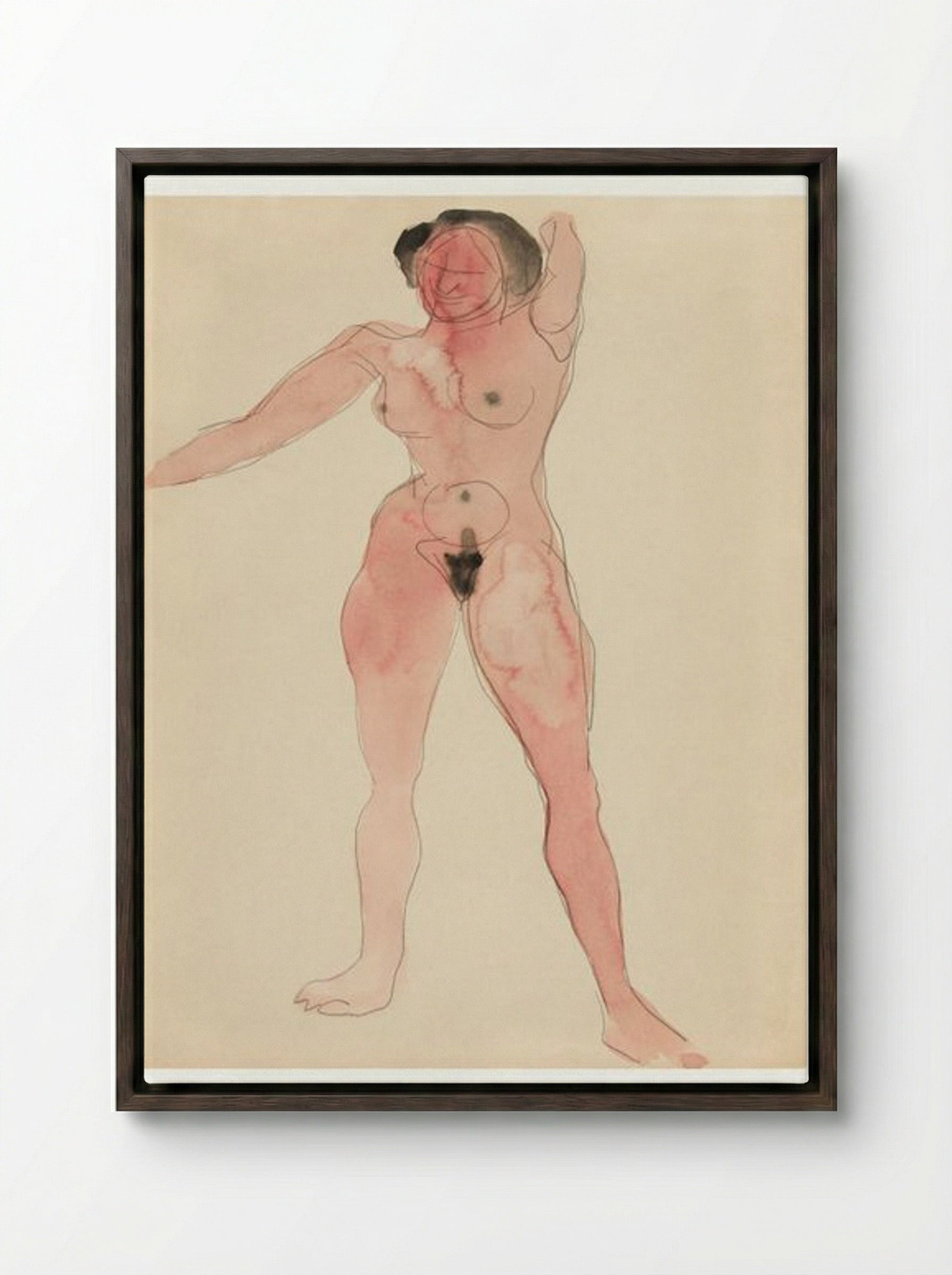 Female Nude (Standing Figure) - Charles Demuth - Framed Canvas Dark Wood