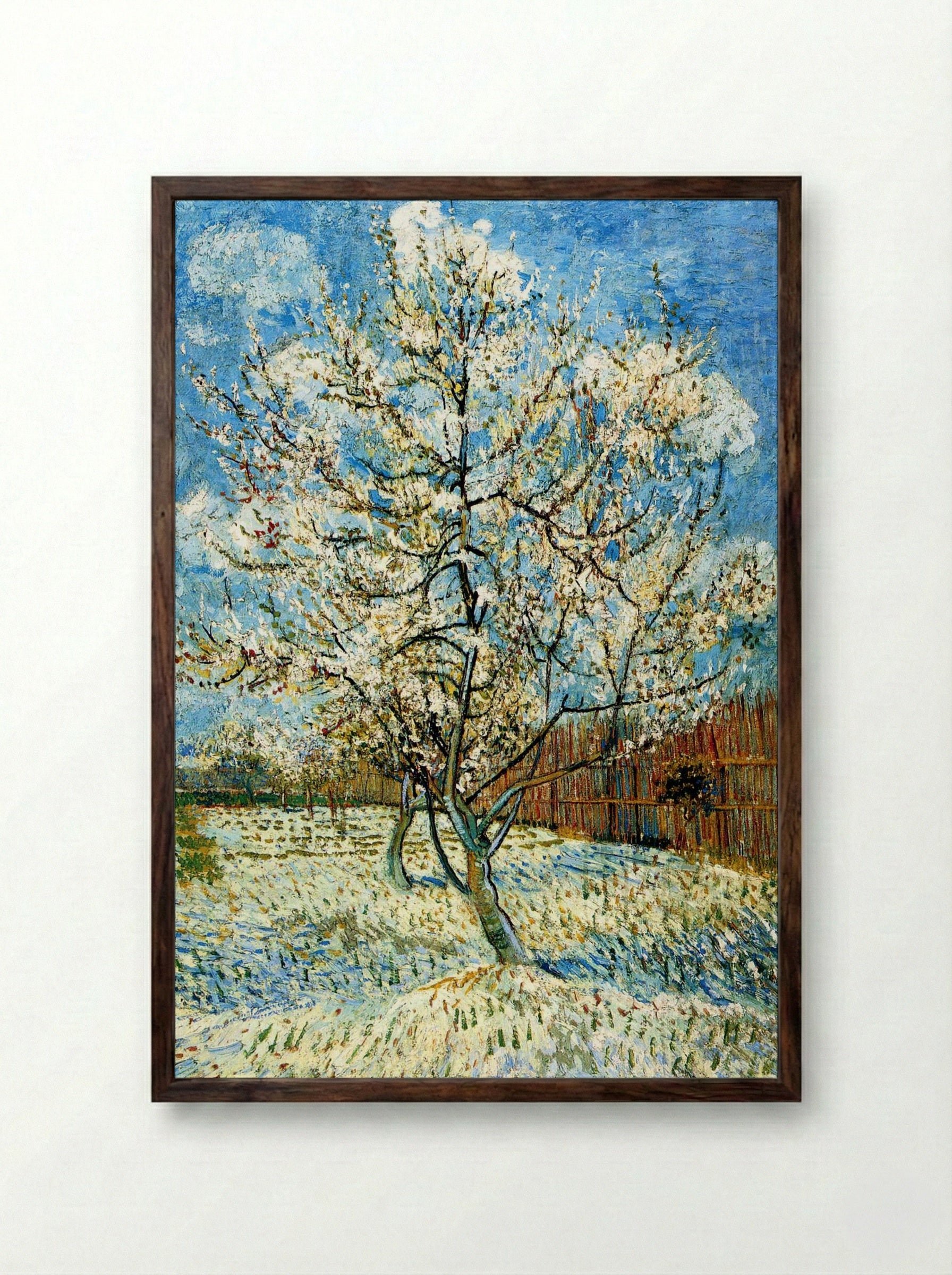 Peach Trees in Blossom - Vincent van Gogh - Framed Print Dark Wood