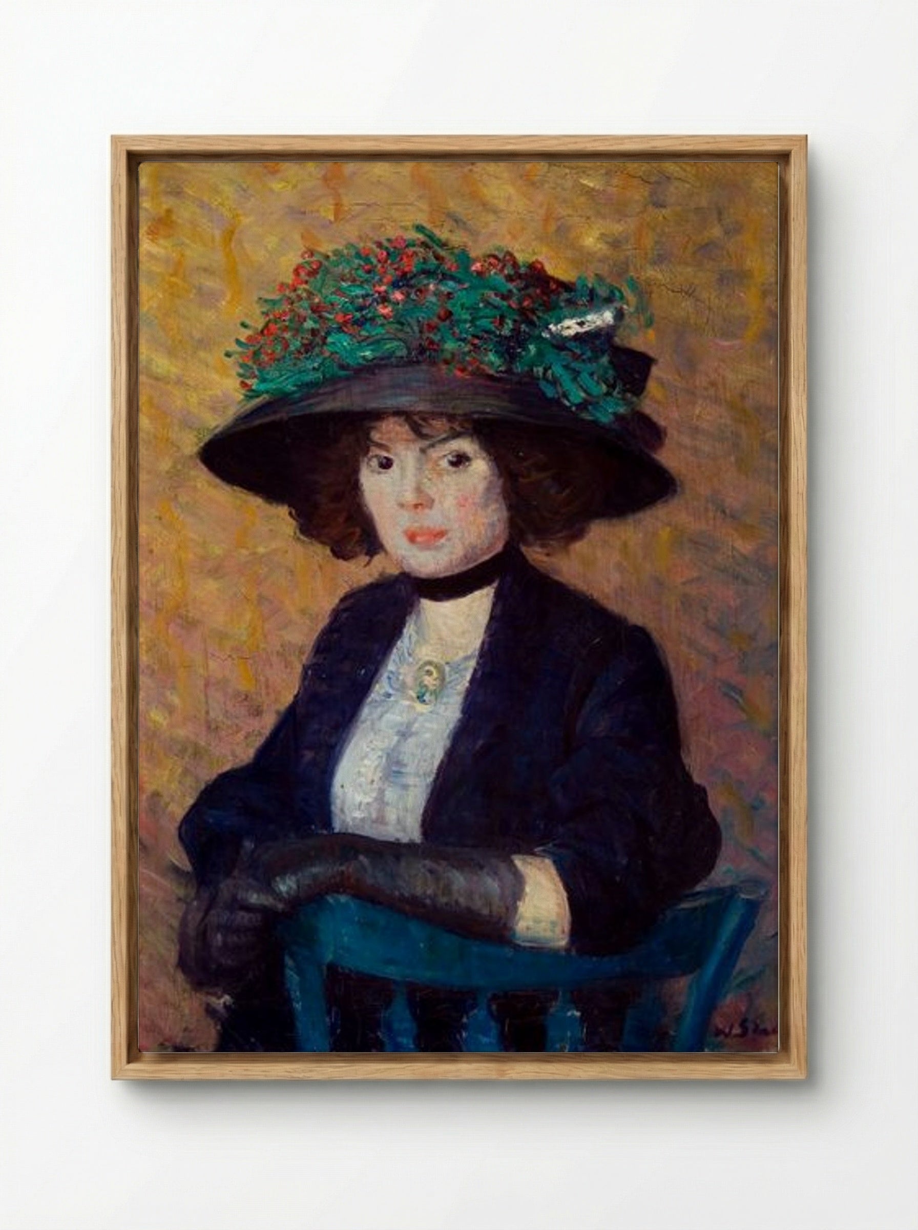 Woman with Green Hat - William James Glackens - Framed Canvas Wood