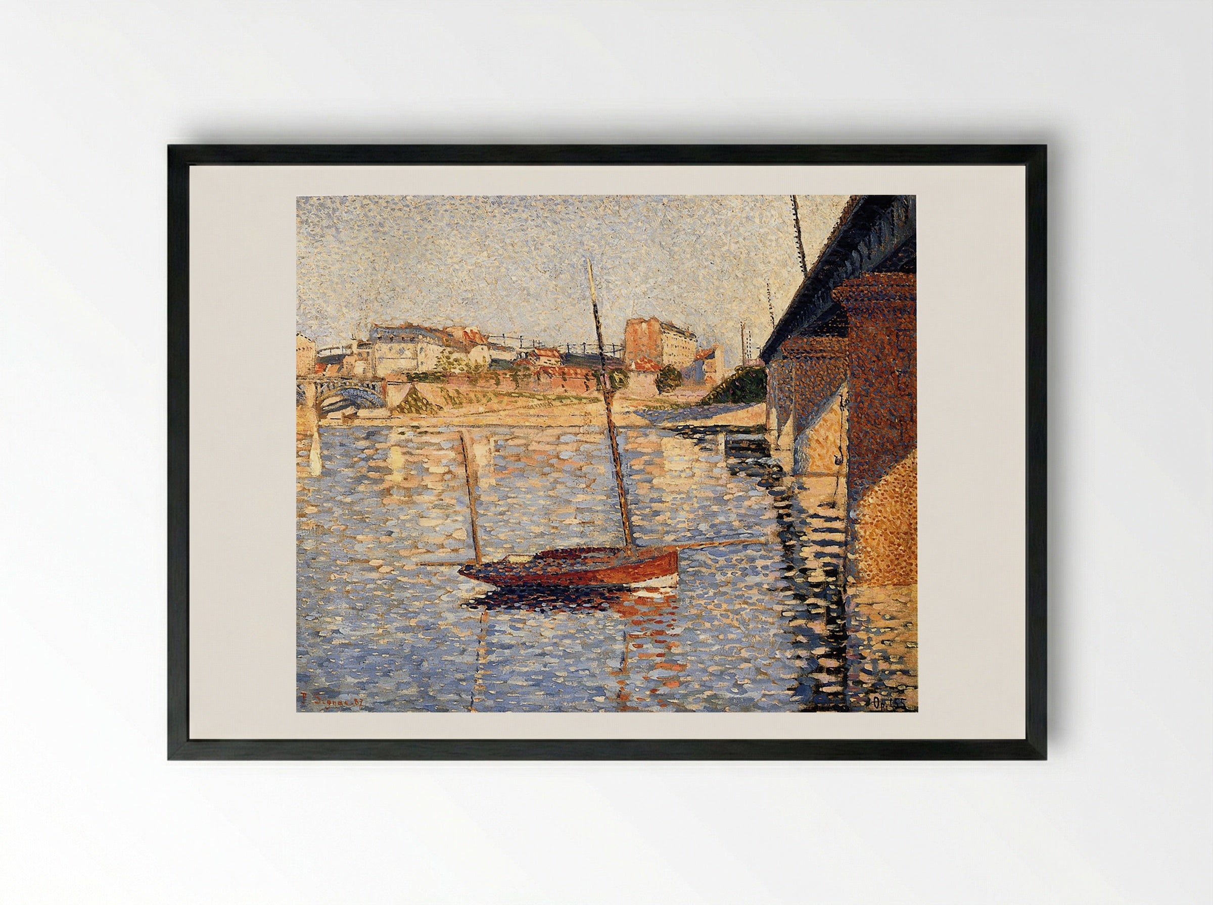 Le Clipper, Asnieres - Paul Signac - Framed Print Black