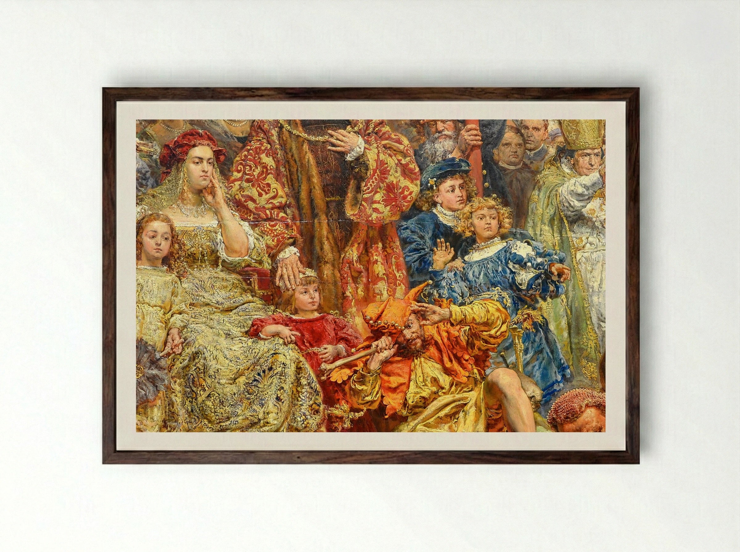 Fragment of The Hanging of the Sigismund Bell - Jan Matejko - Framed Print Dark Wood
