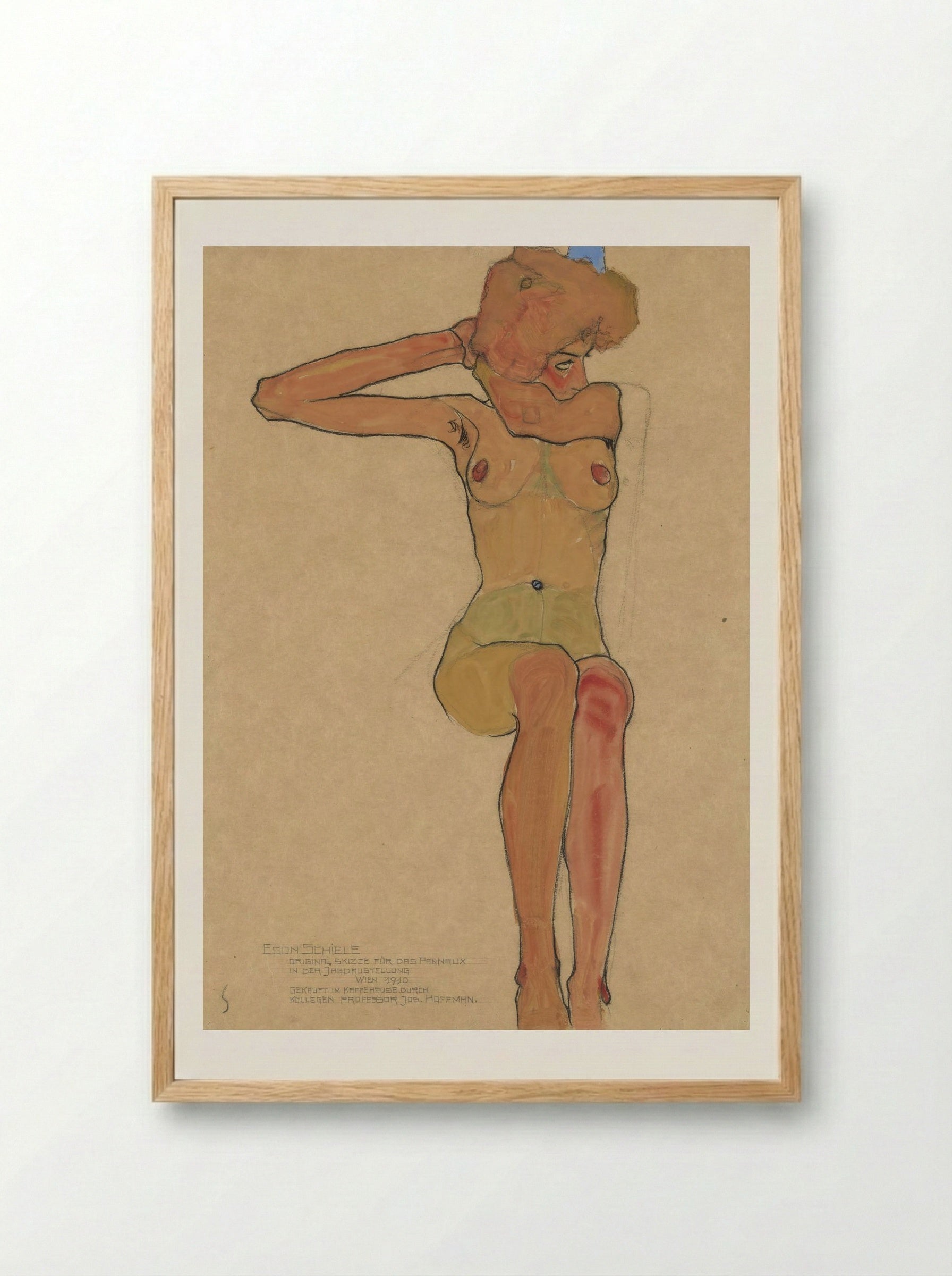 Mädchenakt Gertrude (Seated Nude) - Egon Schiele - Framed Print Wood