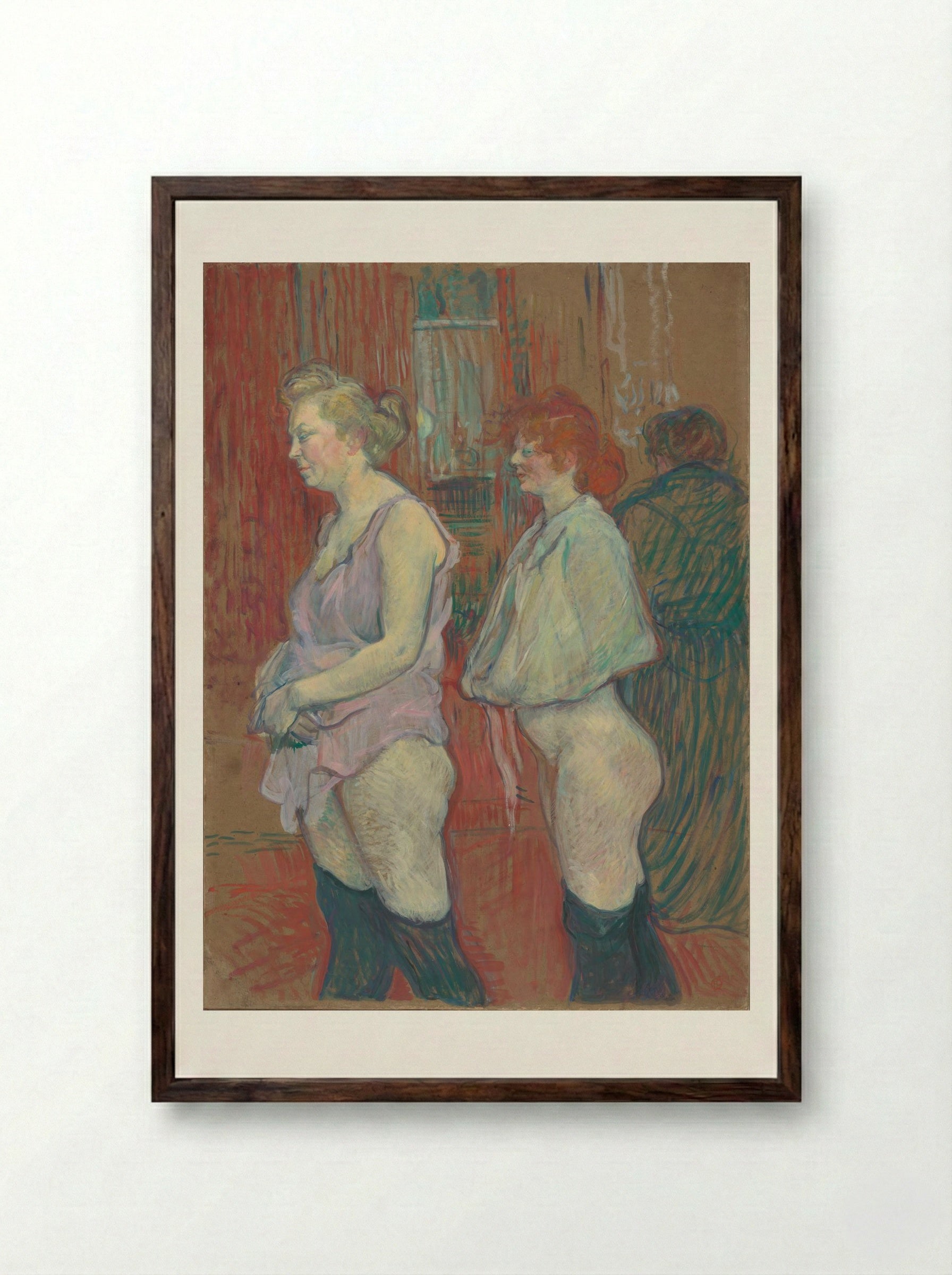 Rue des Moulins - Henri de Toulouse-Lautrec - Framed Print Dark Wood