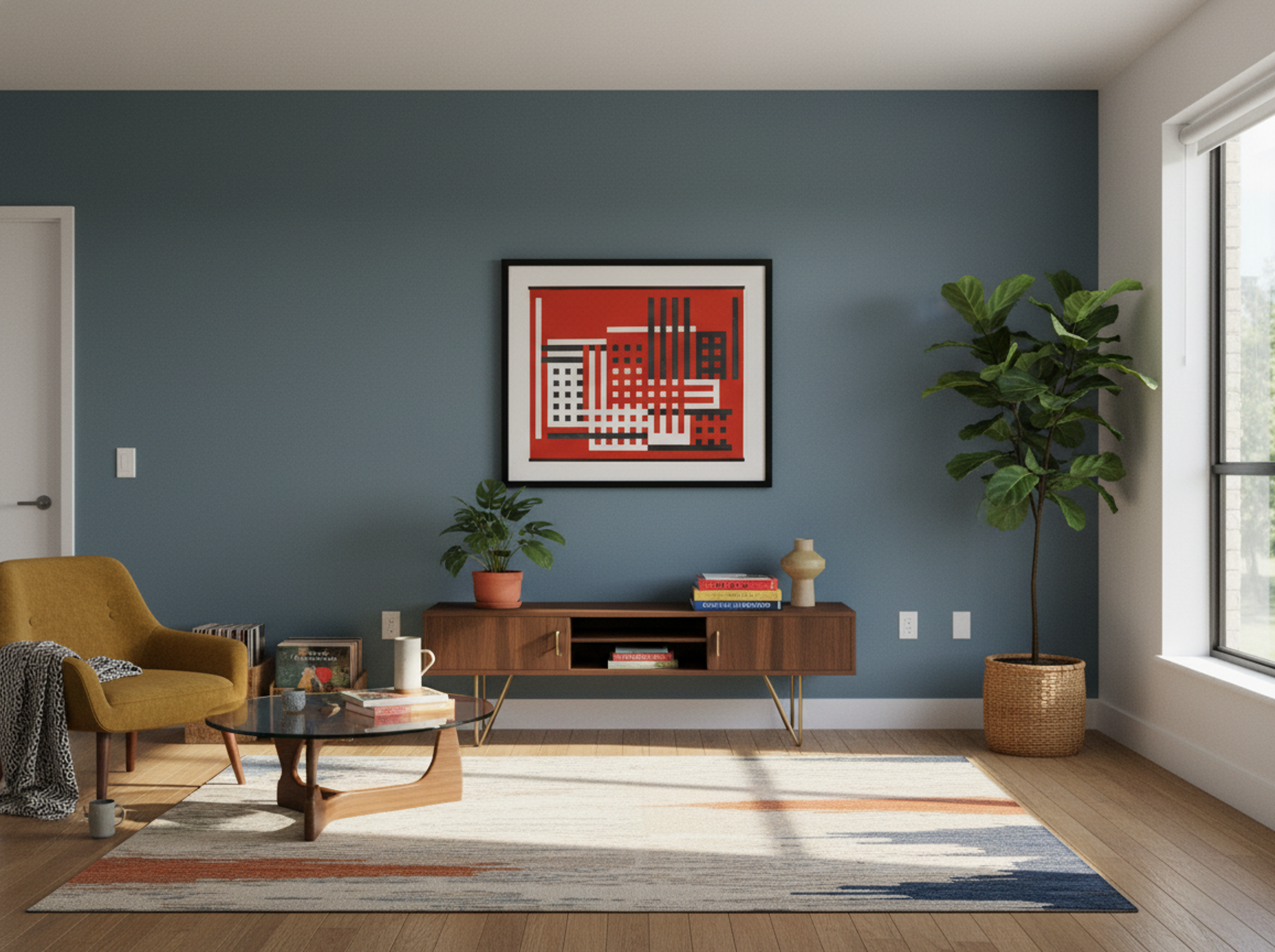 Untitled (Factory Abstraction, Red, Black and White) - Fine Art Print - Lifestyle