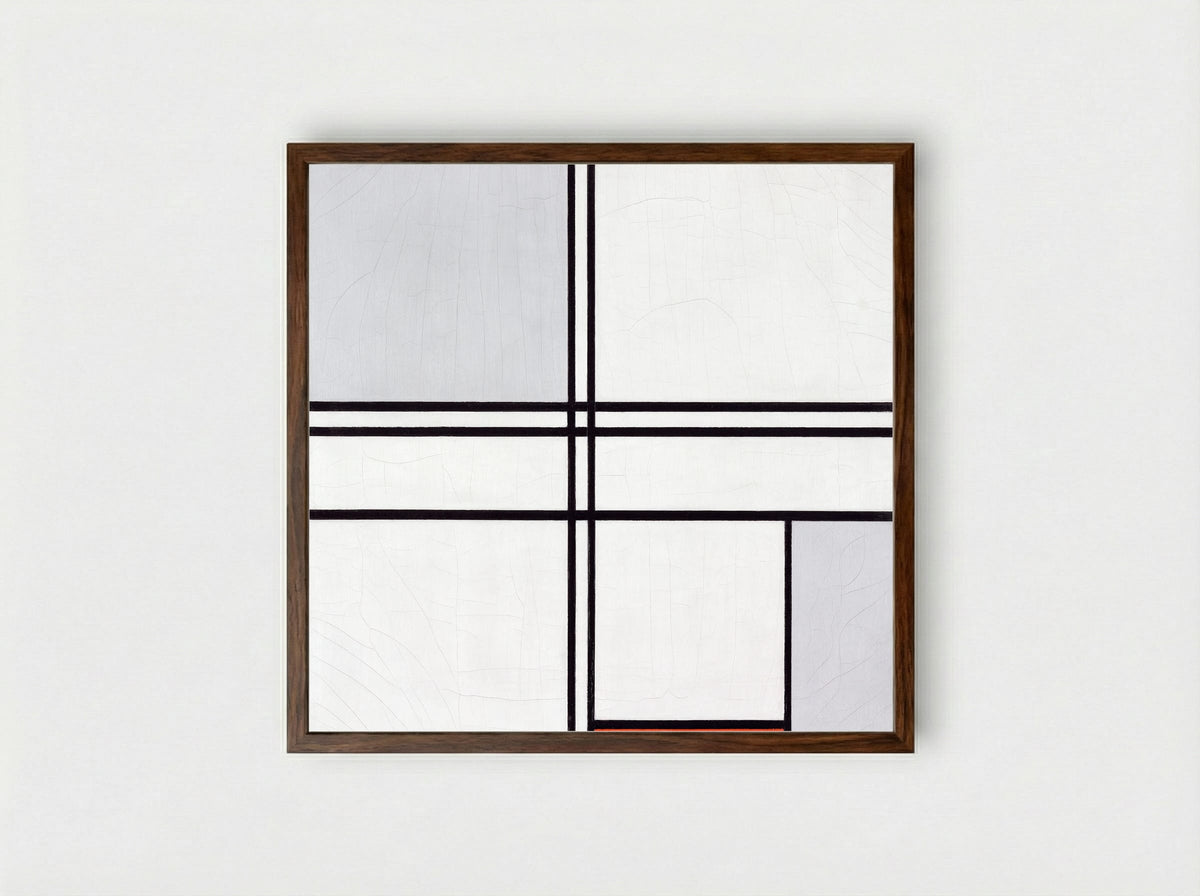 Composition No. 1, Grey-Red - Piet Mondrian - Framed Print Dark Wood