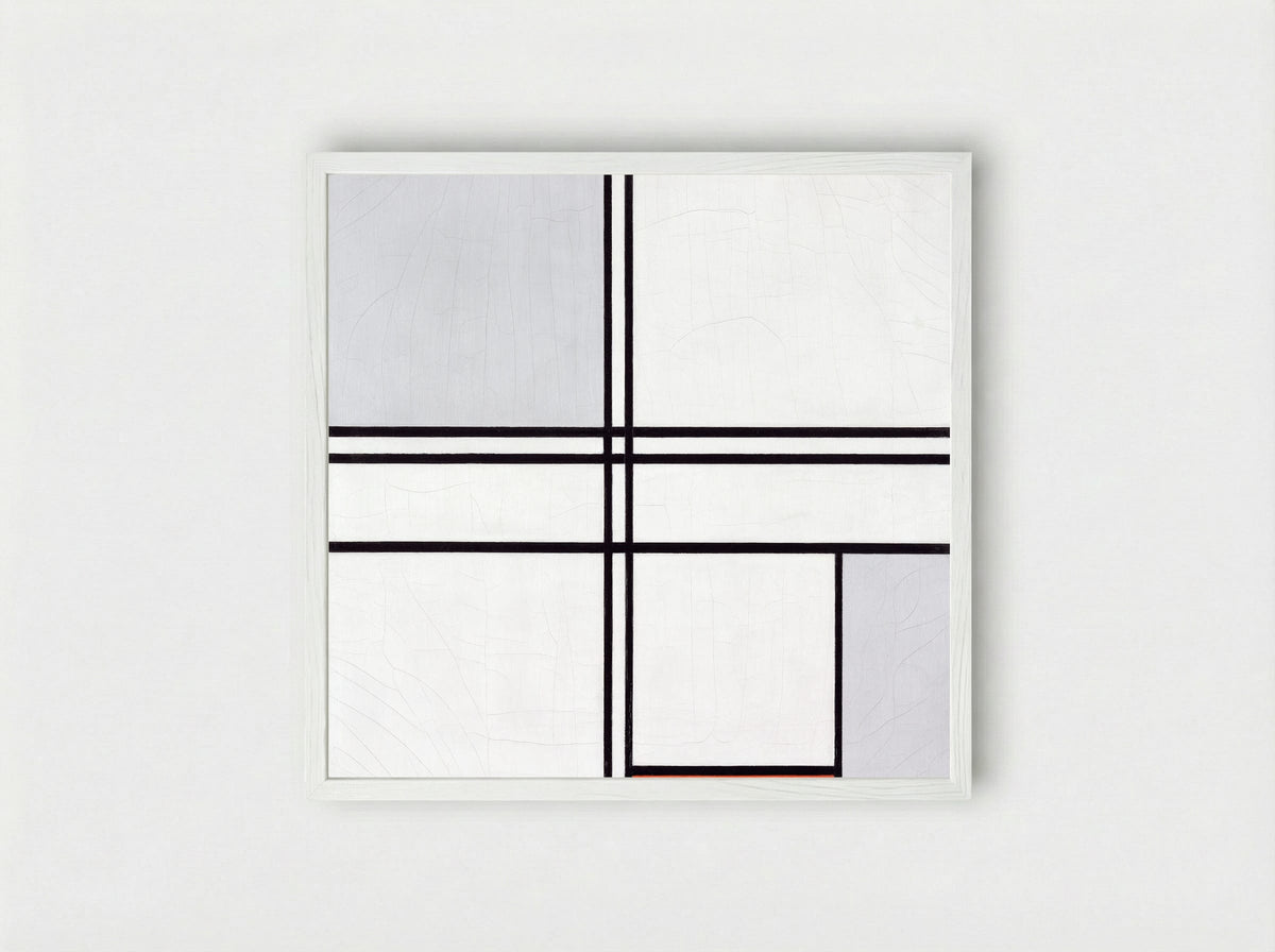 Composition No. 1, Grey-Red - Piet Mondrian - Framed Print White