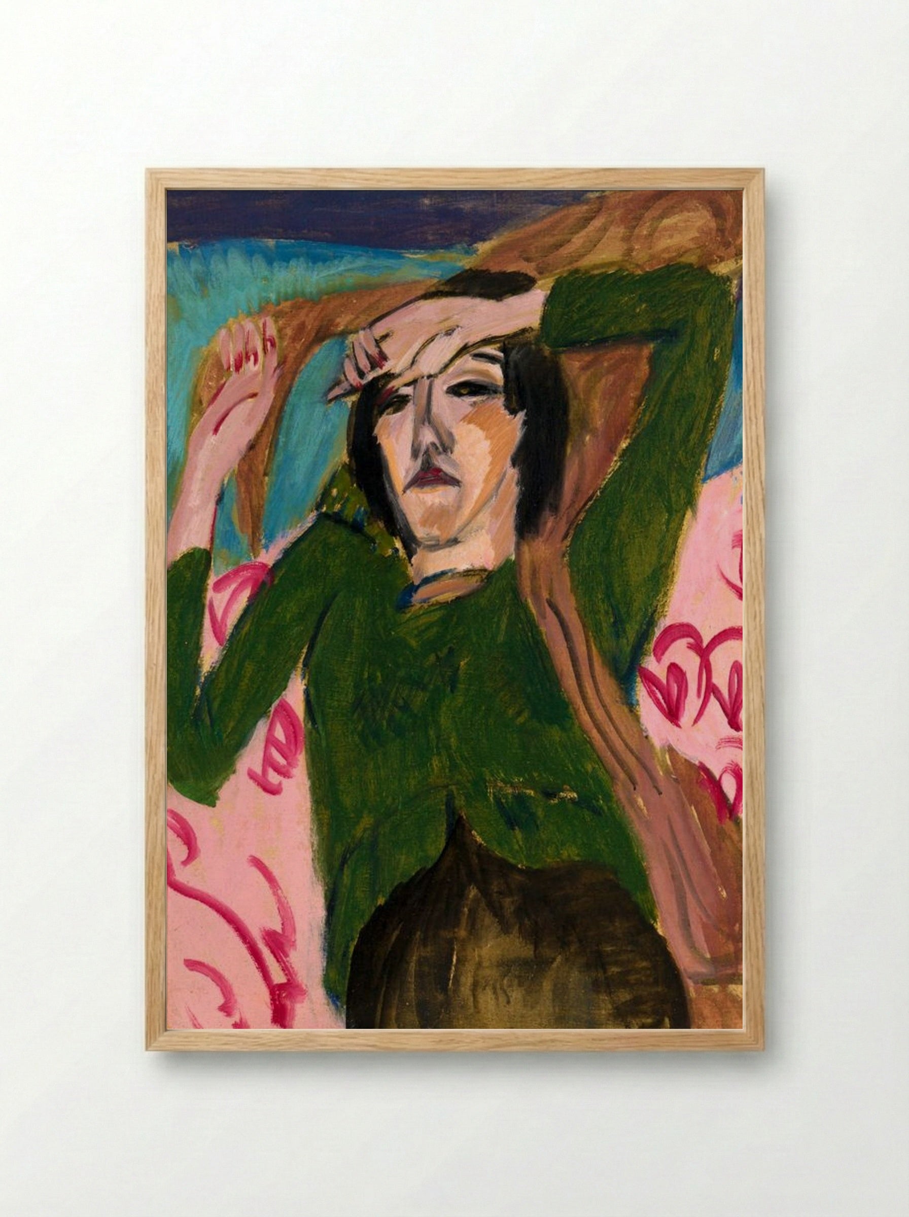 Woman in a Green Blouse - Ernst Ludwig Kirchner - Framed Print Wood