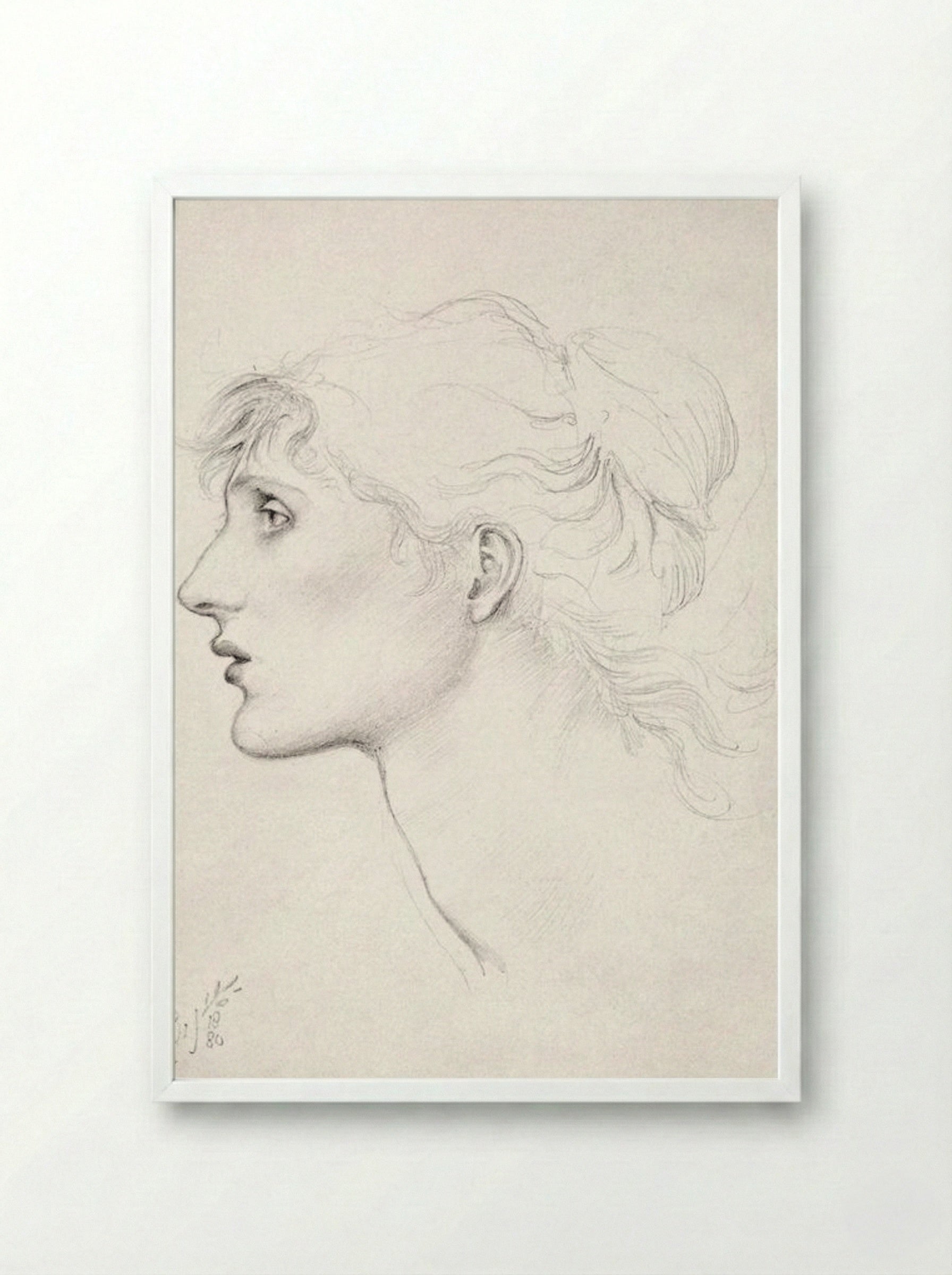 Study of Margaret Drummond for 'The Car of Love' - Edward Burne-Jones - Framed Print White