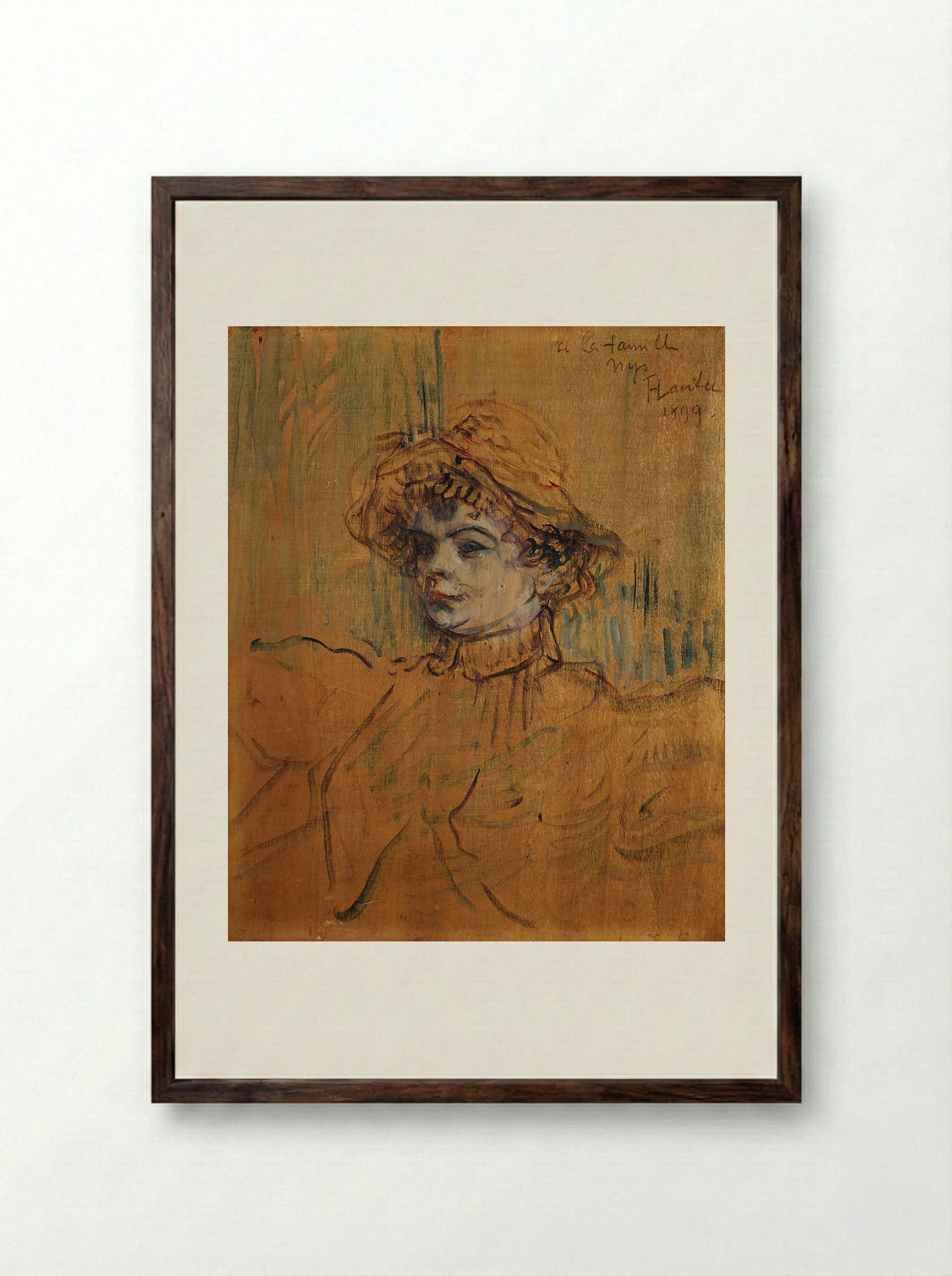 Mademoiselle Nys - Henri de Toulouse-Lautrec - Framed Print Dark Wood