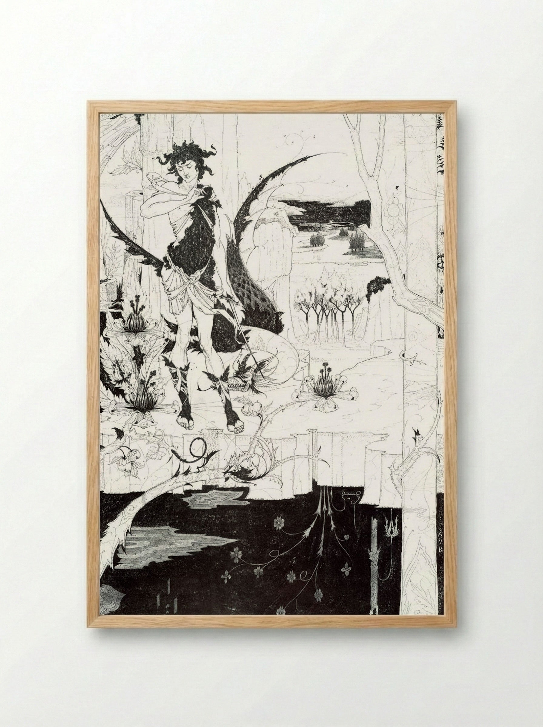 Illustration to _Siegfried_, Act II - Arthur Rackham - Framed Print Wood