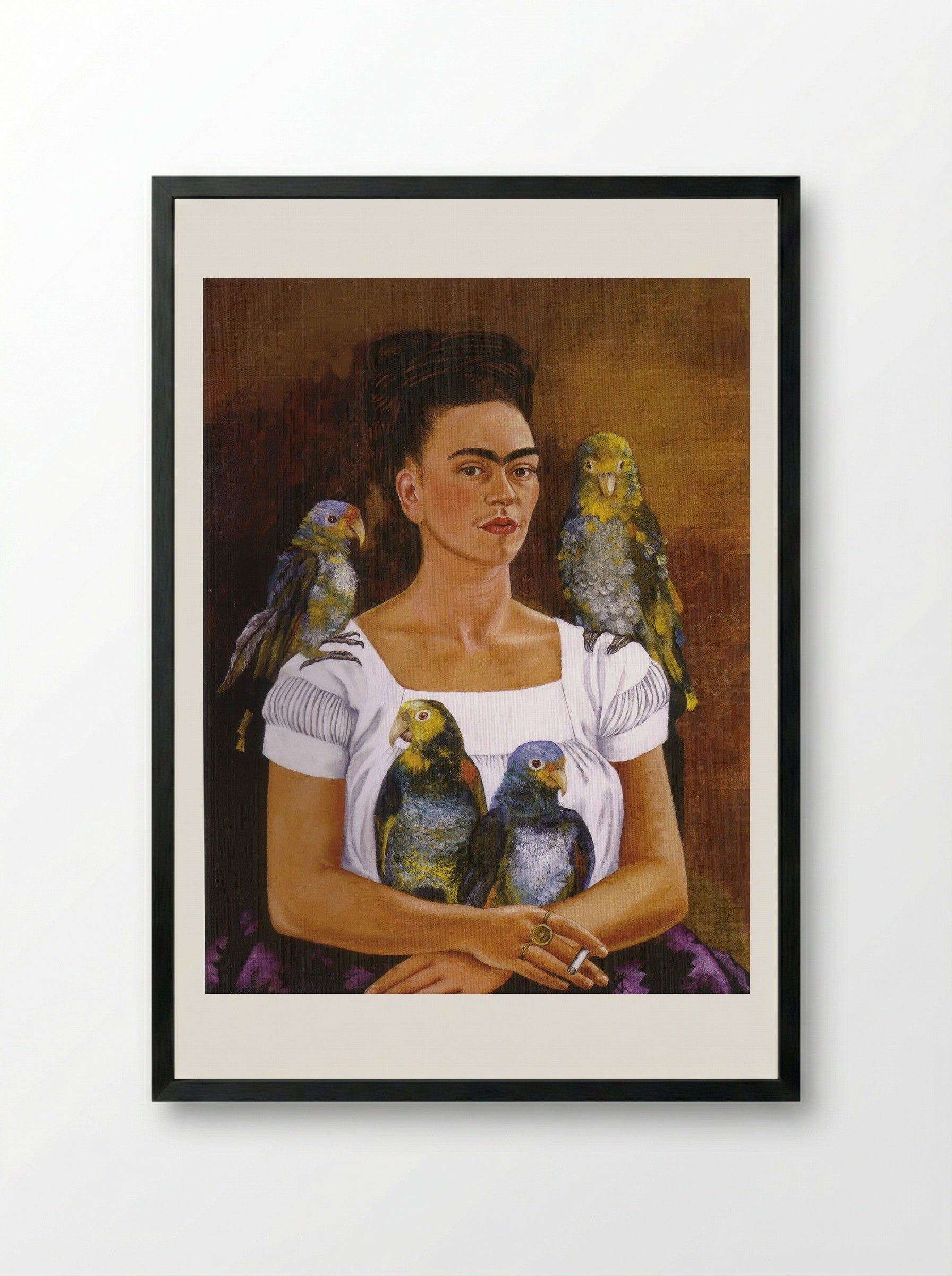 Me and My Parrots - Frida Kahlo - Framed Print Black