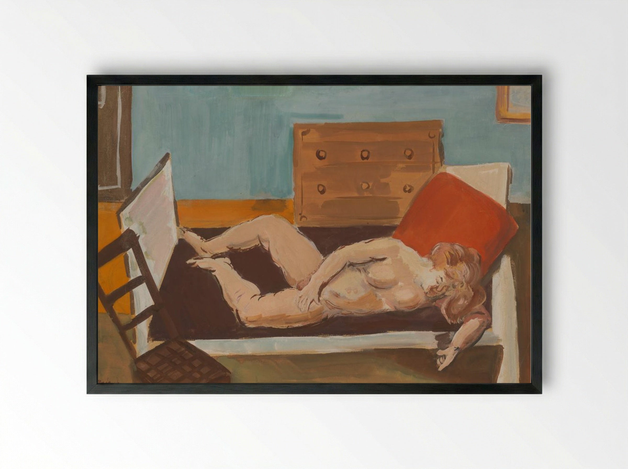Nude on a Bed - Cyprián Majerník - Framed Print Black