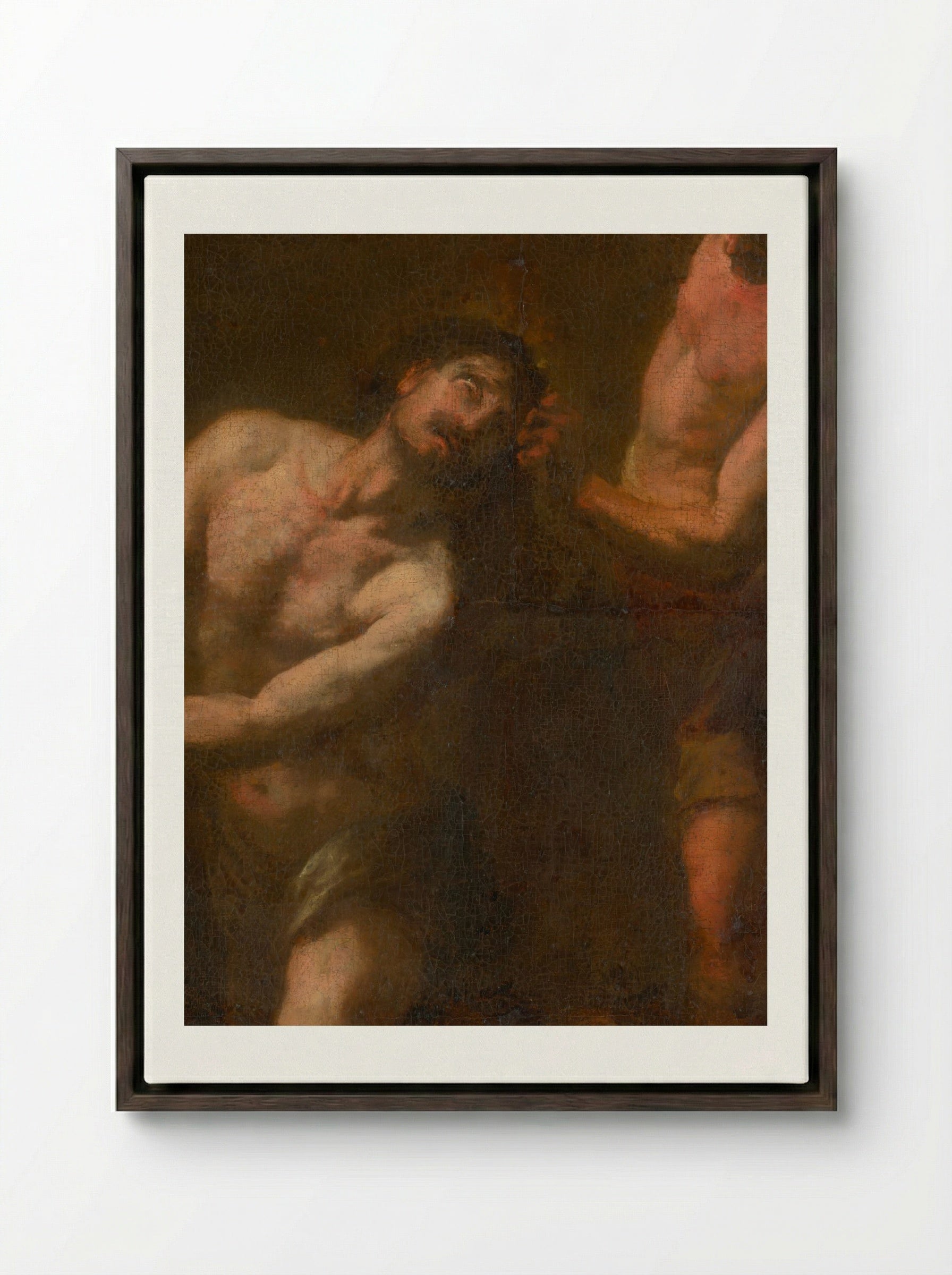 The Flagellation of Christ - Fine Art Print - Framed Canvas Dark Wood