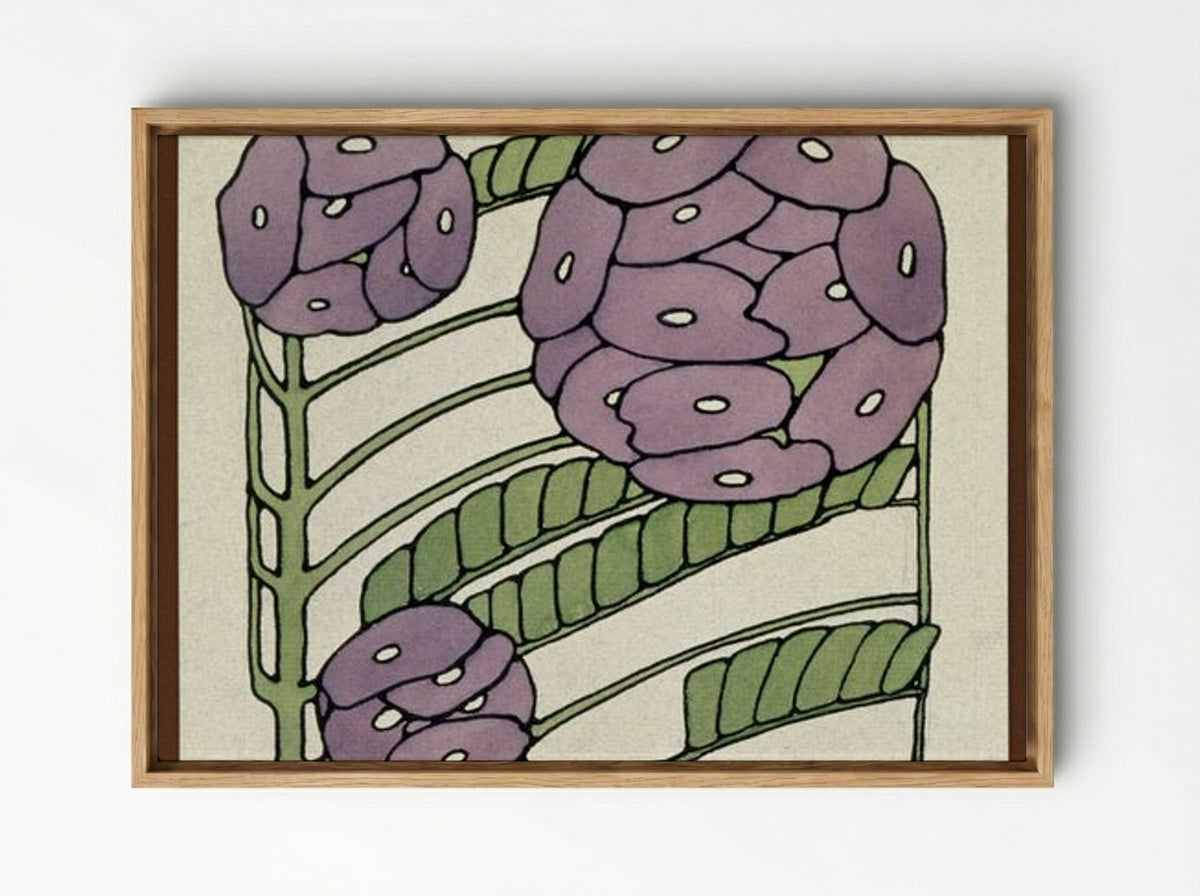 Purple Stylized Floral - Hannah Borger Overbeck - Framed Canvas Wood