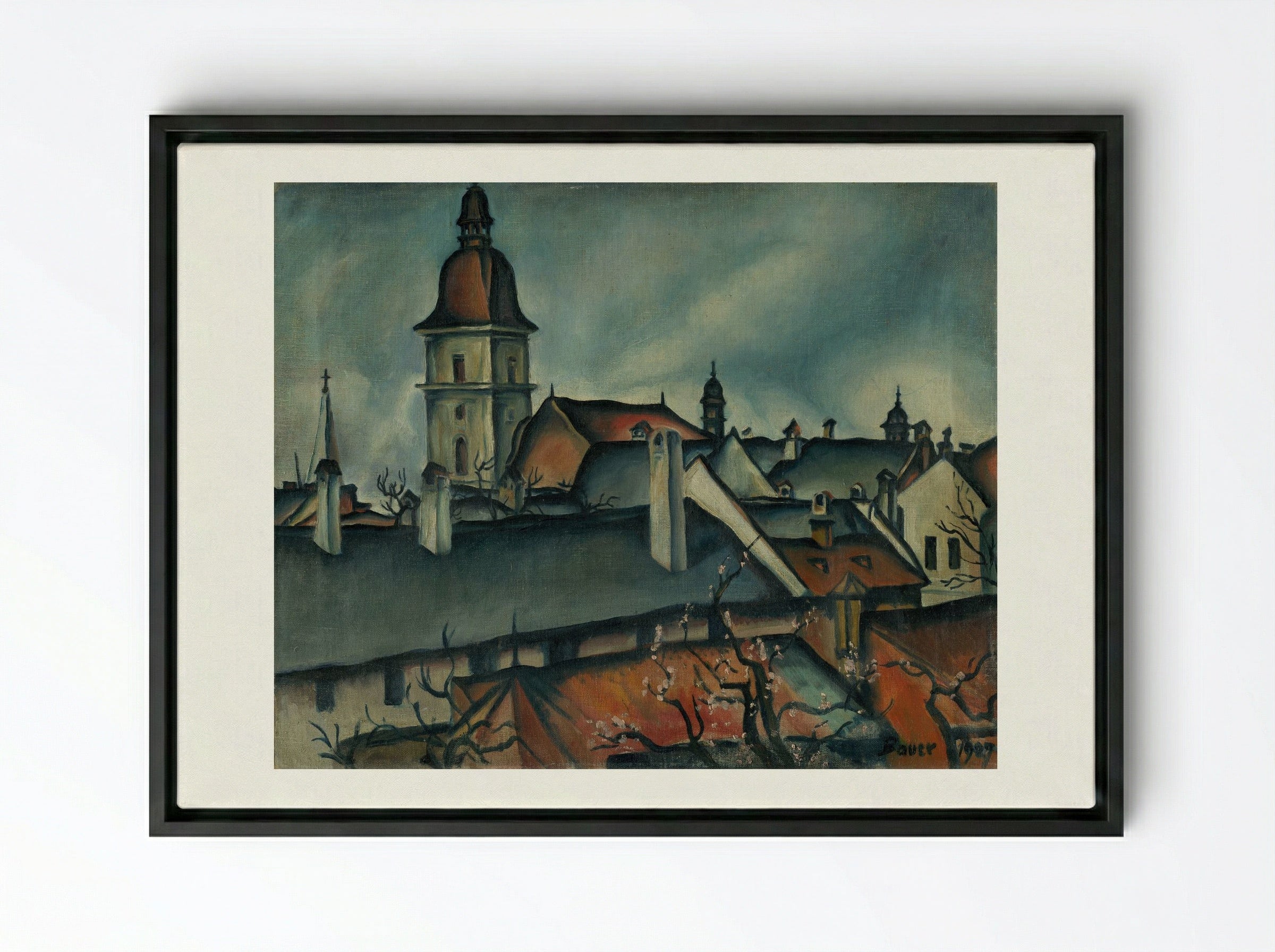 View of Kőszeg - Konstantin Bauer - Framed Canvas Black