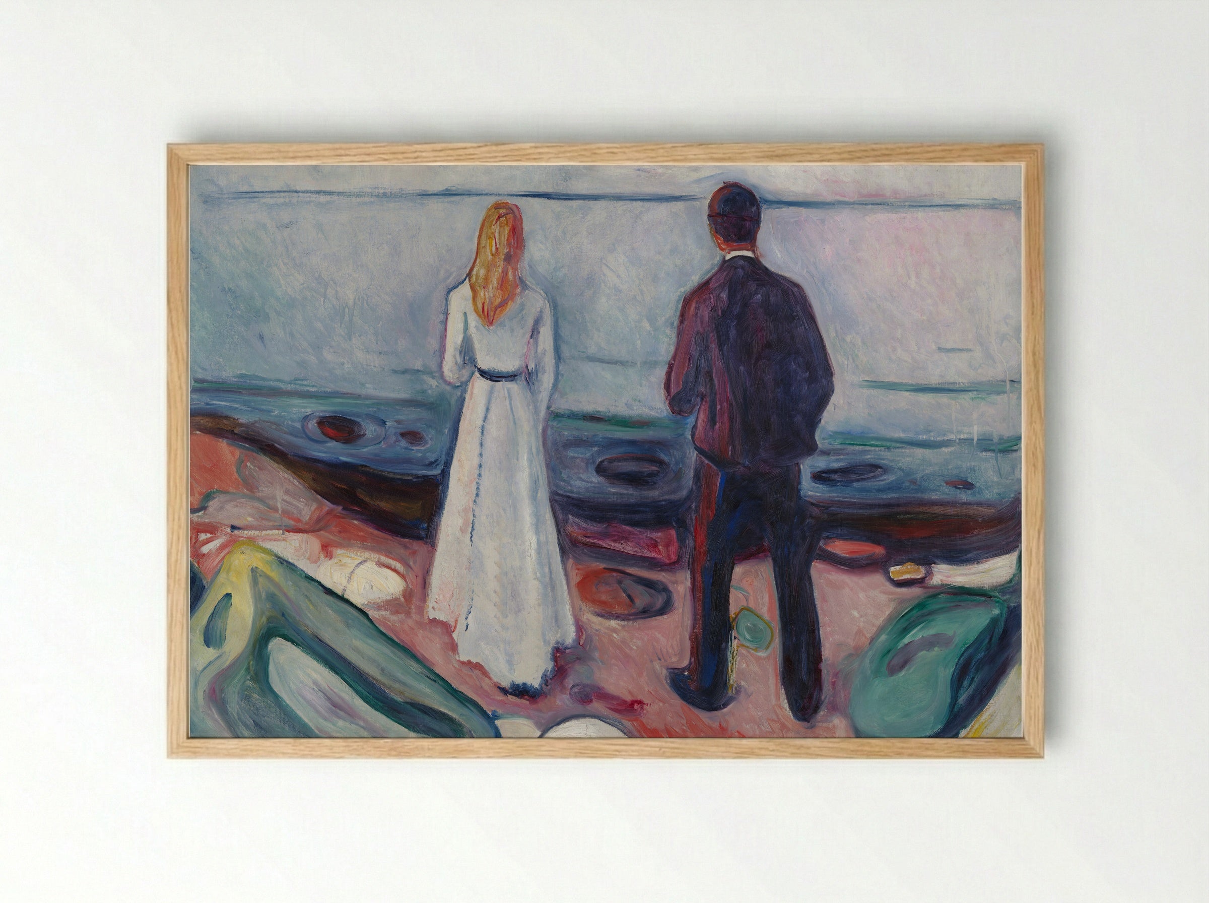 Two Human Beings (The Lonely Ones) - Edvard Munch - Framed Print Wood
