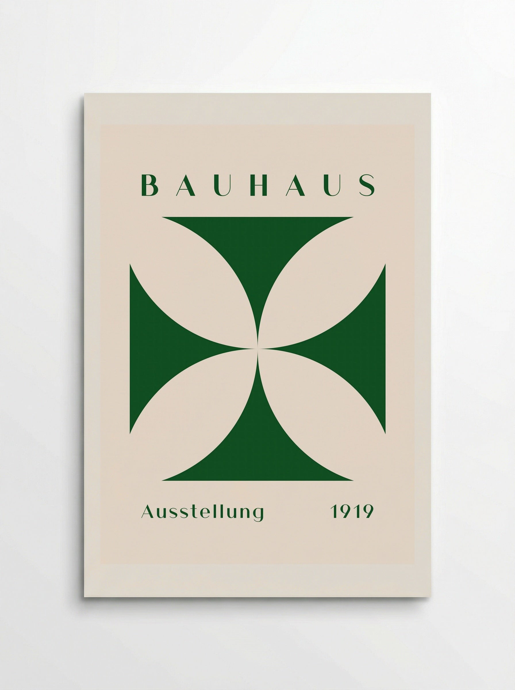 Bauhaus Cross Form - Green on Cream (1919) - Poster