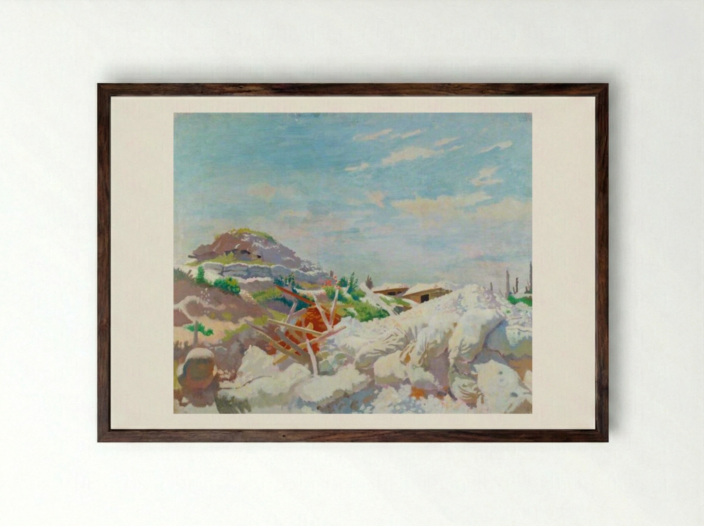 The Gunners' Shelter, Thiepval 1917 - William Orpen - Framed Print Dark Wood