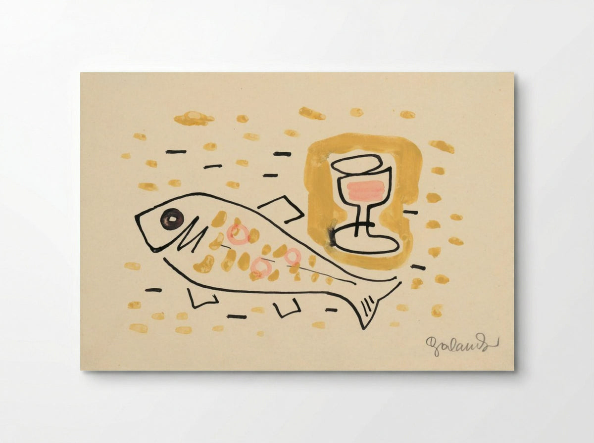 Still Life with Fish and Wine Glass - Mikuláš Galanda - Poster
