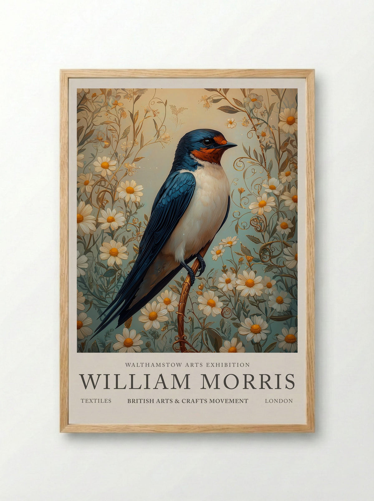 Barn Swallow Symphony - William Morris - Framed Print Wood