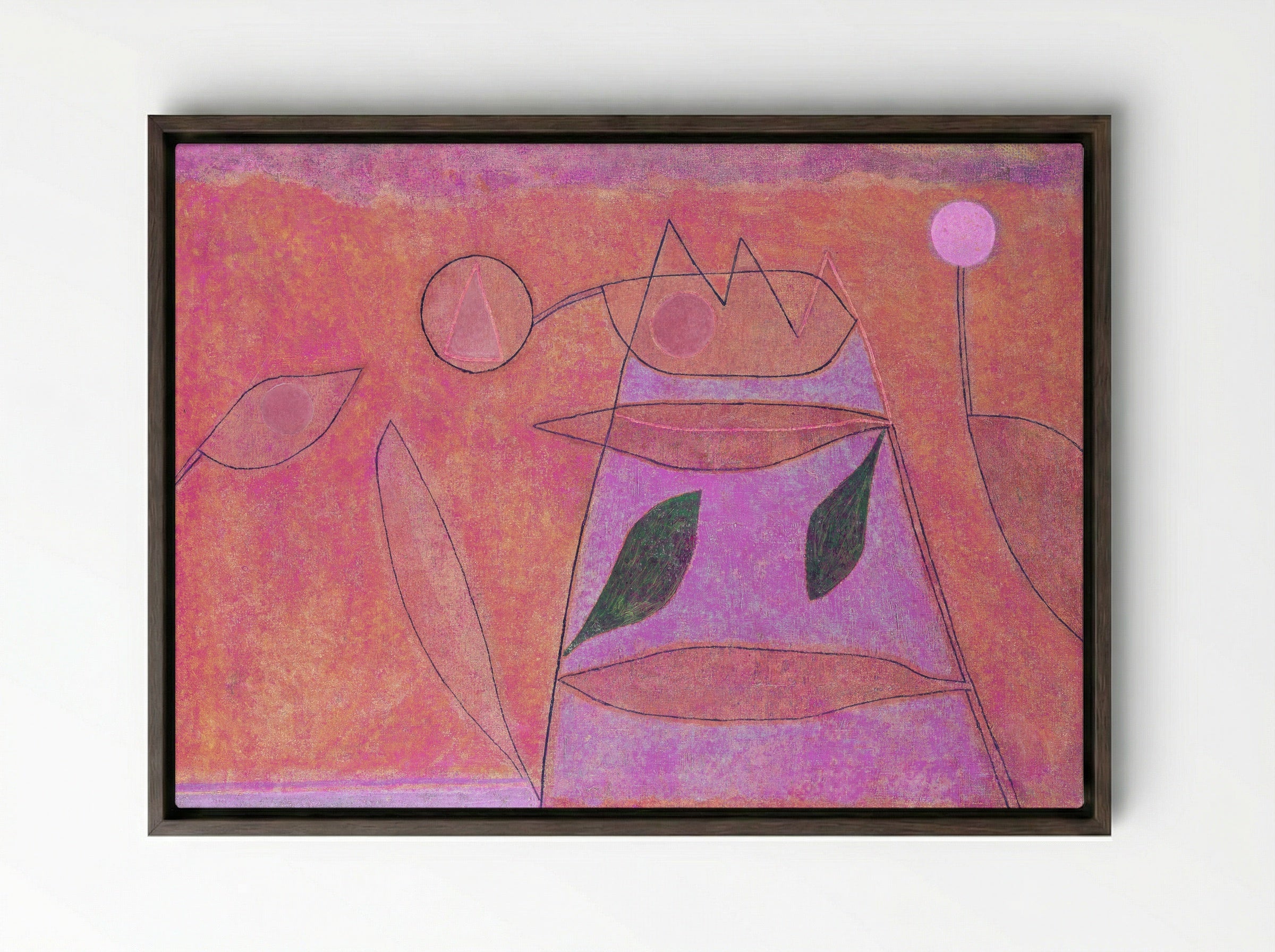 Untitled (Geometric Landscape) - Paul Klee - Framed Canvas Dark Wood