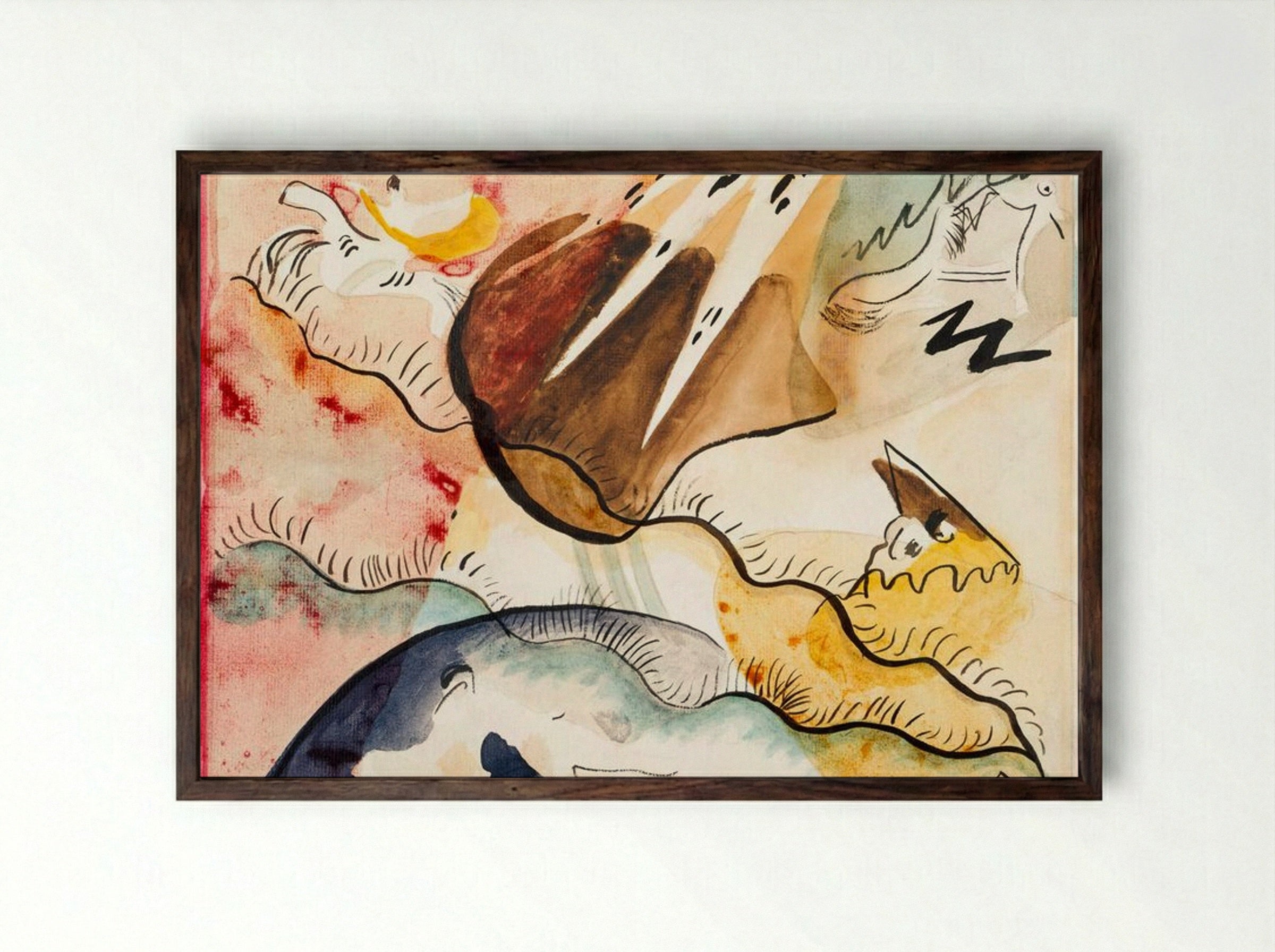 Rain Landscape - Wassily Kandinsky - Framed Print Dark Wood