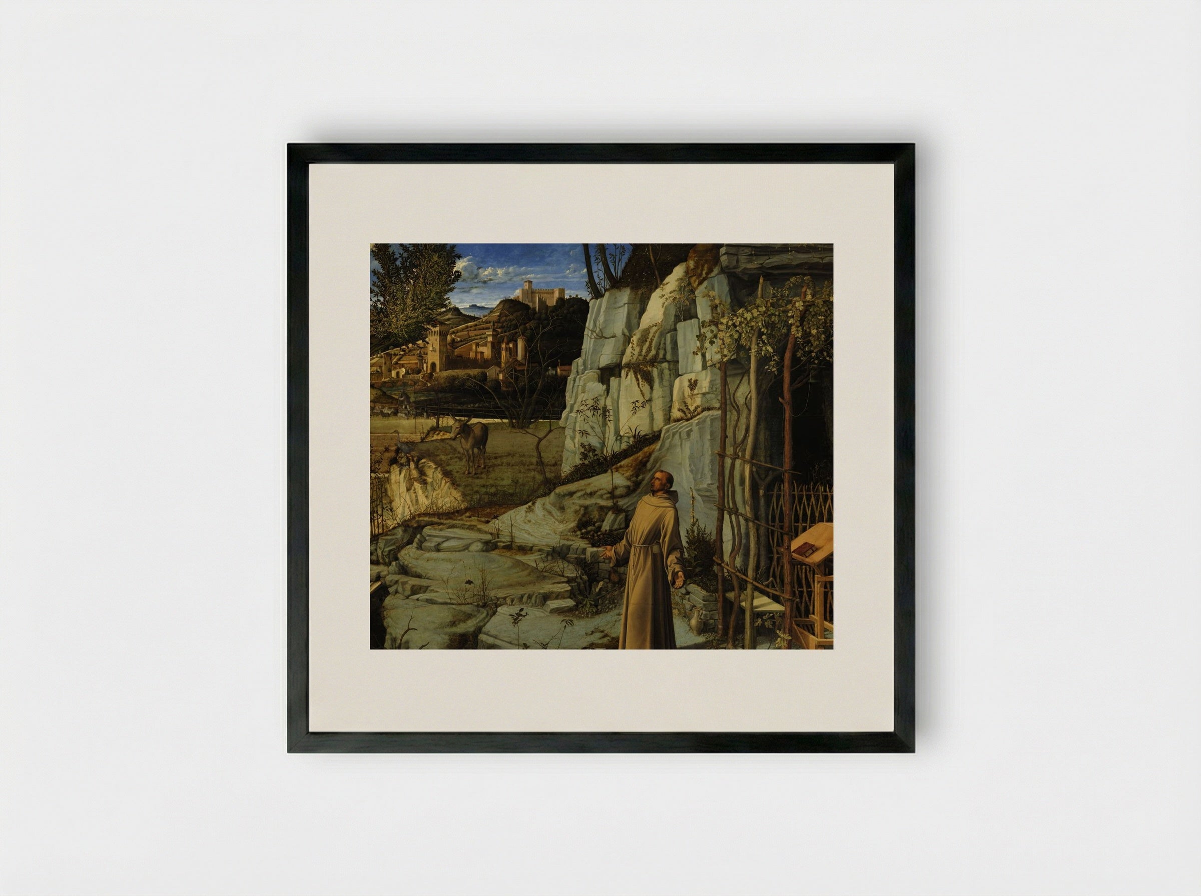 Saint Francis in the Desert - Giovanni Bellini - Framed Print Black