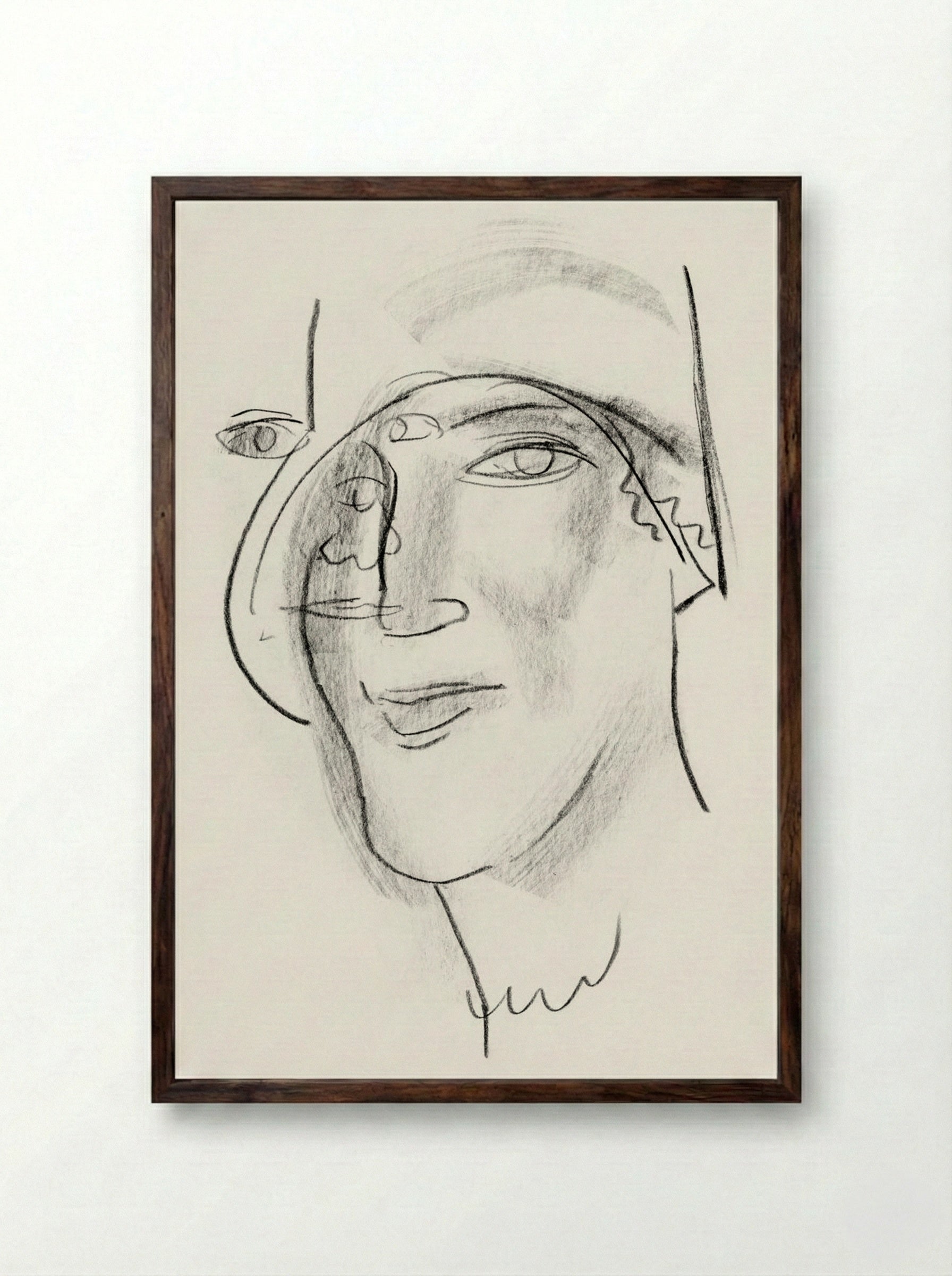 Woman's Head and Face - Leo Gestel - Framed Print Dark Wood