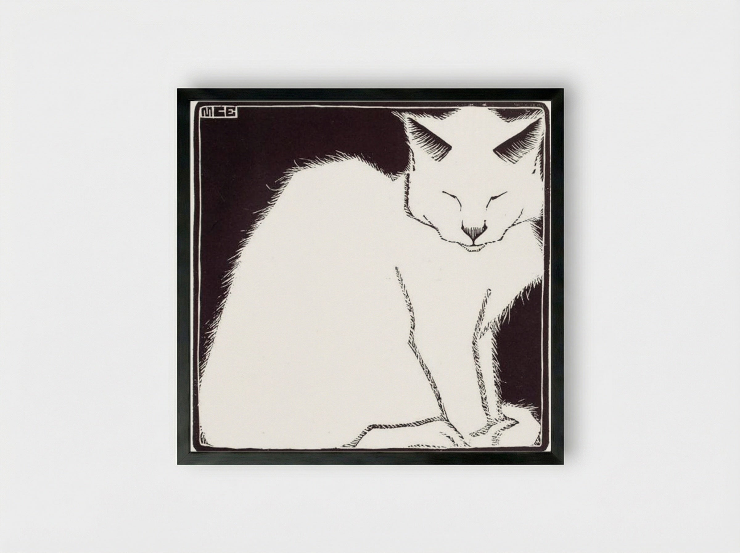White Cat I - M.C. Escher - Framed Print Black