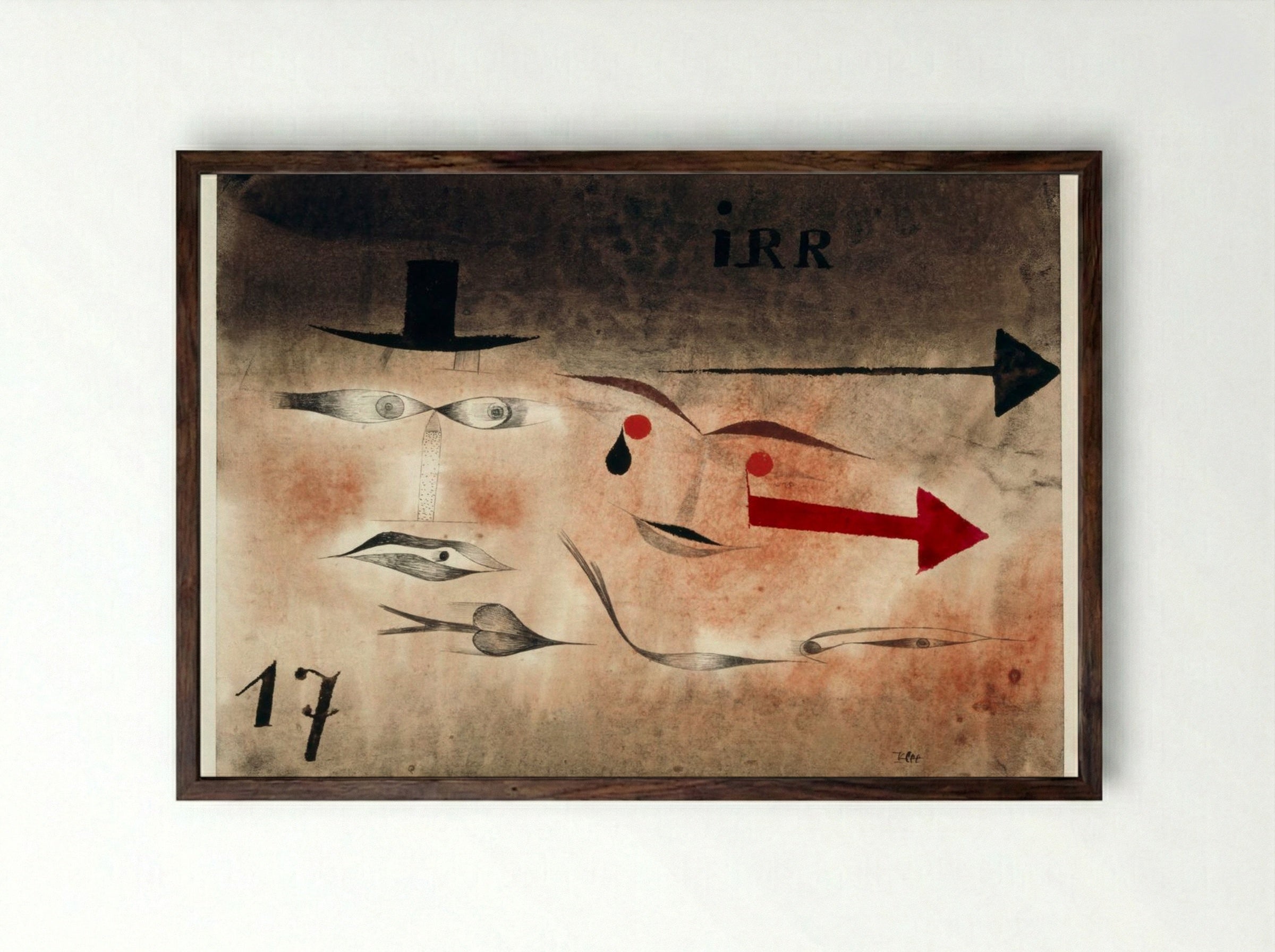 Seventeen Crazy! (Siebzehn Verrückt!) - Paul Klee - Framed Print Dark Wood